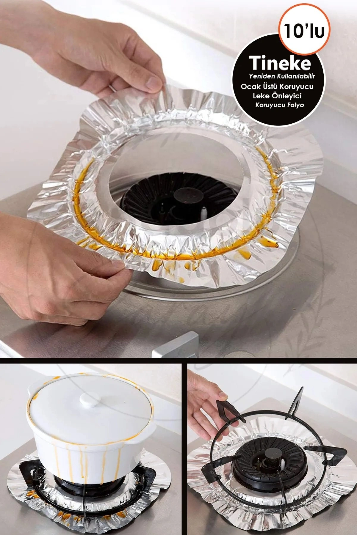 Tekrar Kullanılır 10lu Ocak Üstü Koruyucu Leke Önleyici Isıya Dayanıklı Ocak, Izgara Koruyucu Folyo