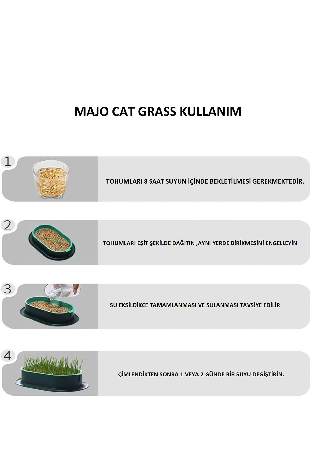 Özel Plastik Kâseli %100 Doğal Fileli Kedi Çimi (tüy Yumağı Önleyici)