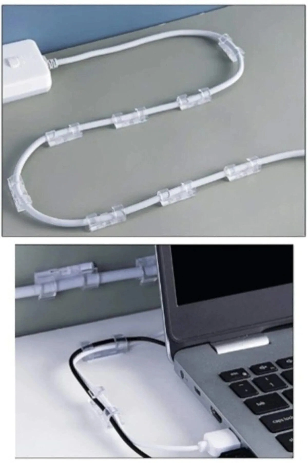 Kablo Düzenleyici Klipsler  Sabitleyici Duvar Fayans Cam Kablo Tutucu Yapışkanlı   20 Adet