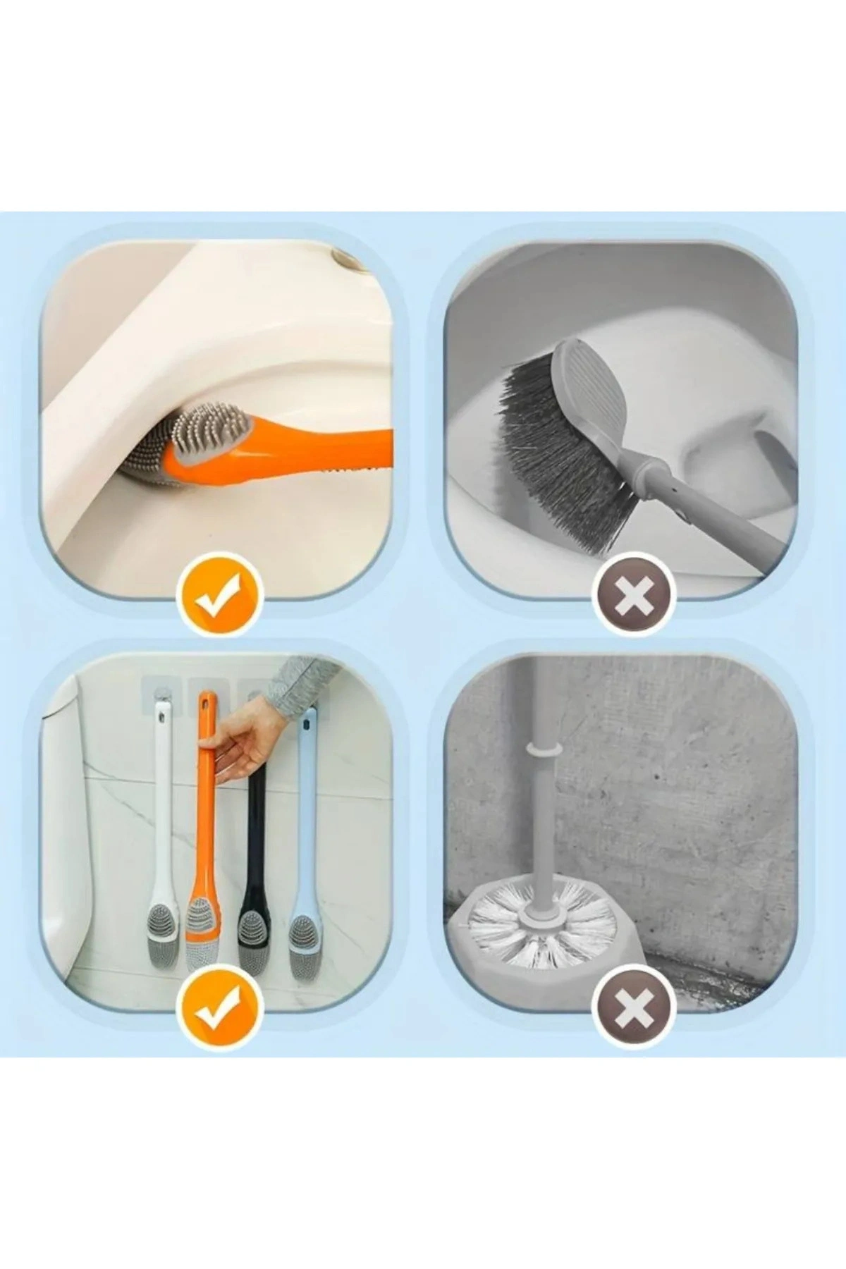 Silikon Tuvalet Klozet Detay Temizleme Ve İnce Detay Fırçası 2Li Set