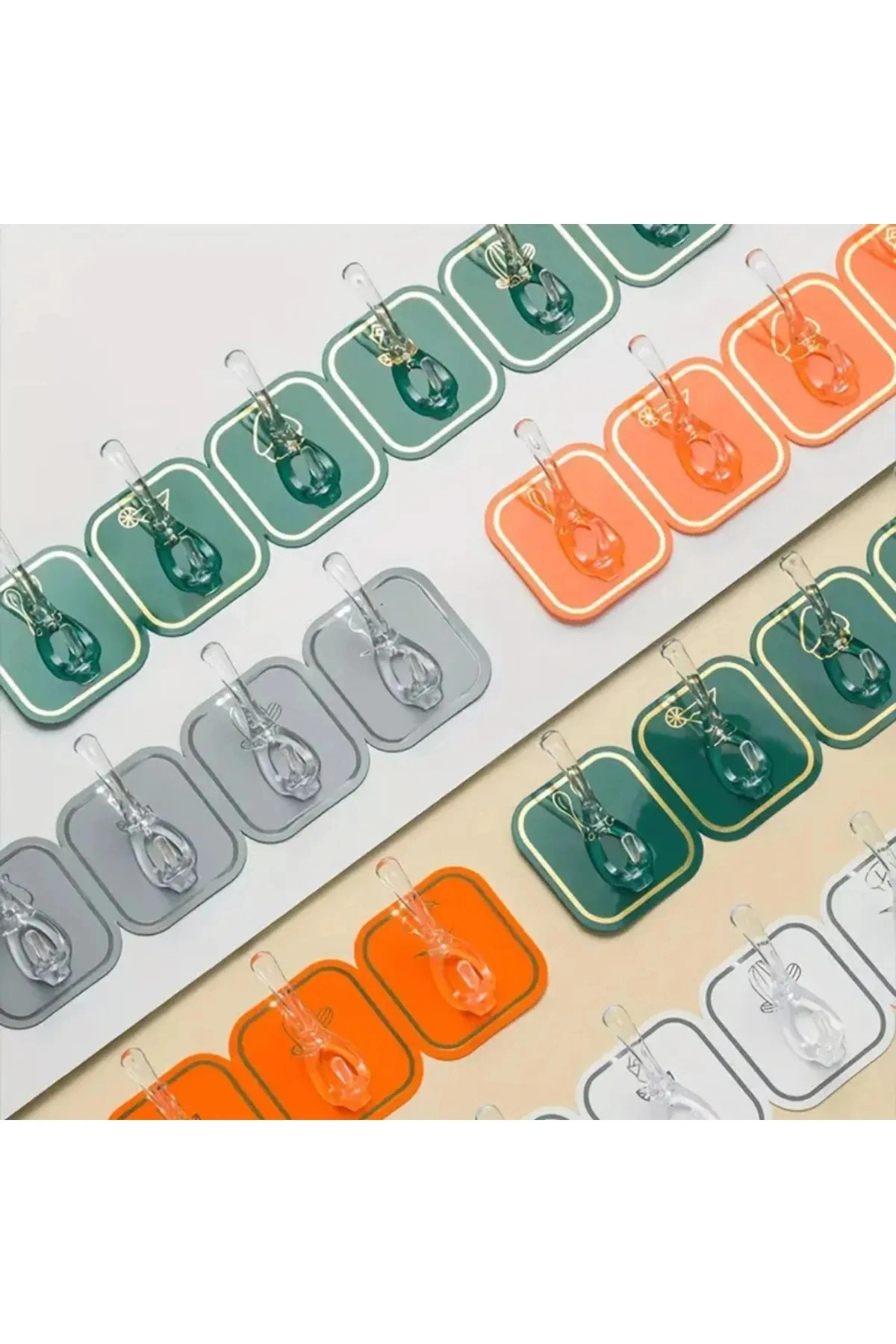 6 Kancalı Kendinden Yapışkanlı Askı Tek Parça Renkli Pratik Duvar, Banyo, Mutfak Askısı