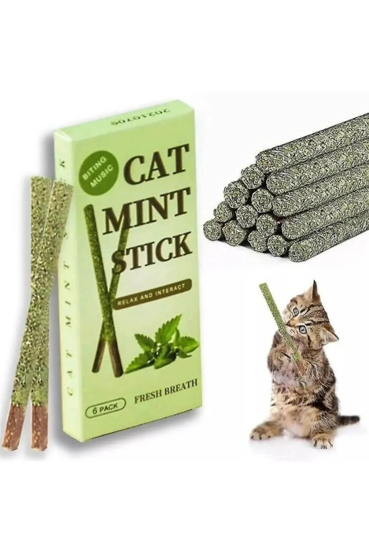 6 Adet Doğal Meyve Aromalı Matatabi Çubuğu Catnip Stick Kedi Catnip Dalı Cat Mint Stick