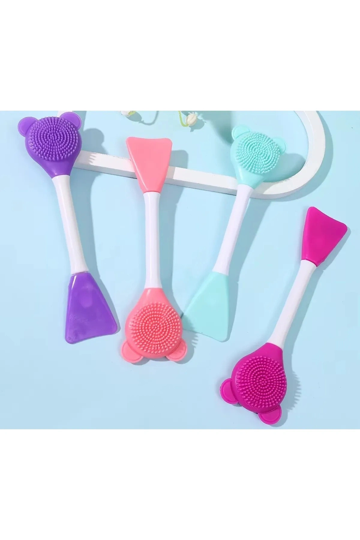 3 In 1 Ayıcık Silikon Maske Sürme Peeling Ve Temizleme Firçası Silikon Maske Spatulası