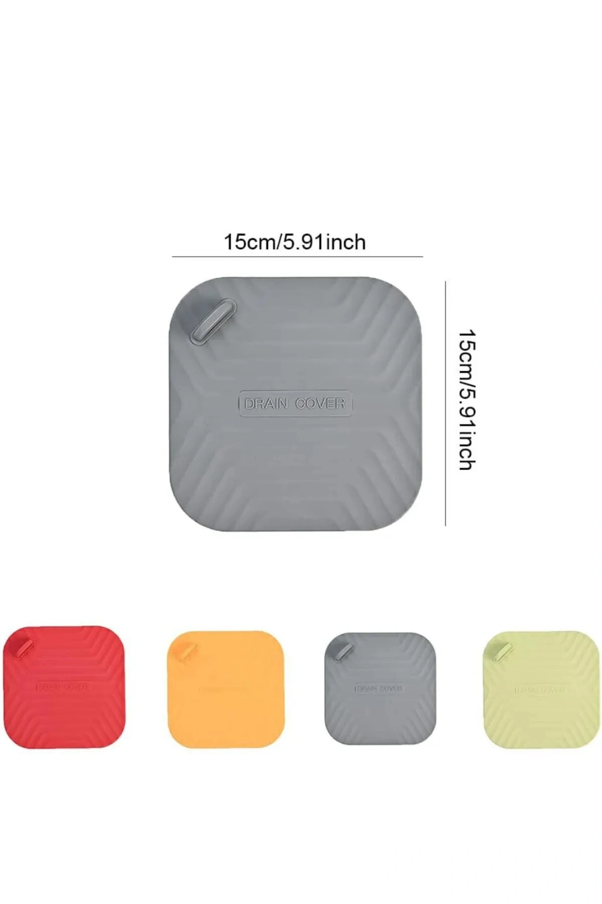 GRİ Renk Kare Kötü Koku Önleyici Silikon Mat Banyo Mutfak Lavabo Balkon Gider Tıpası Kapağı