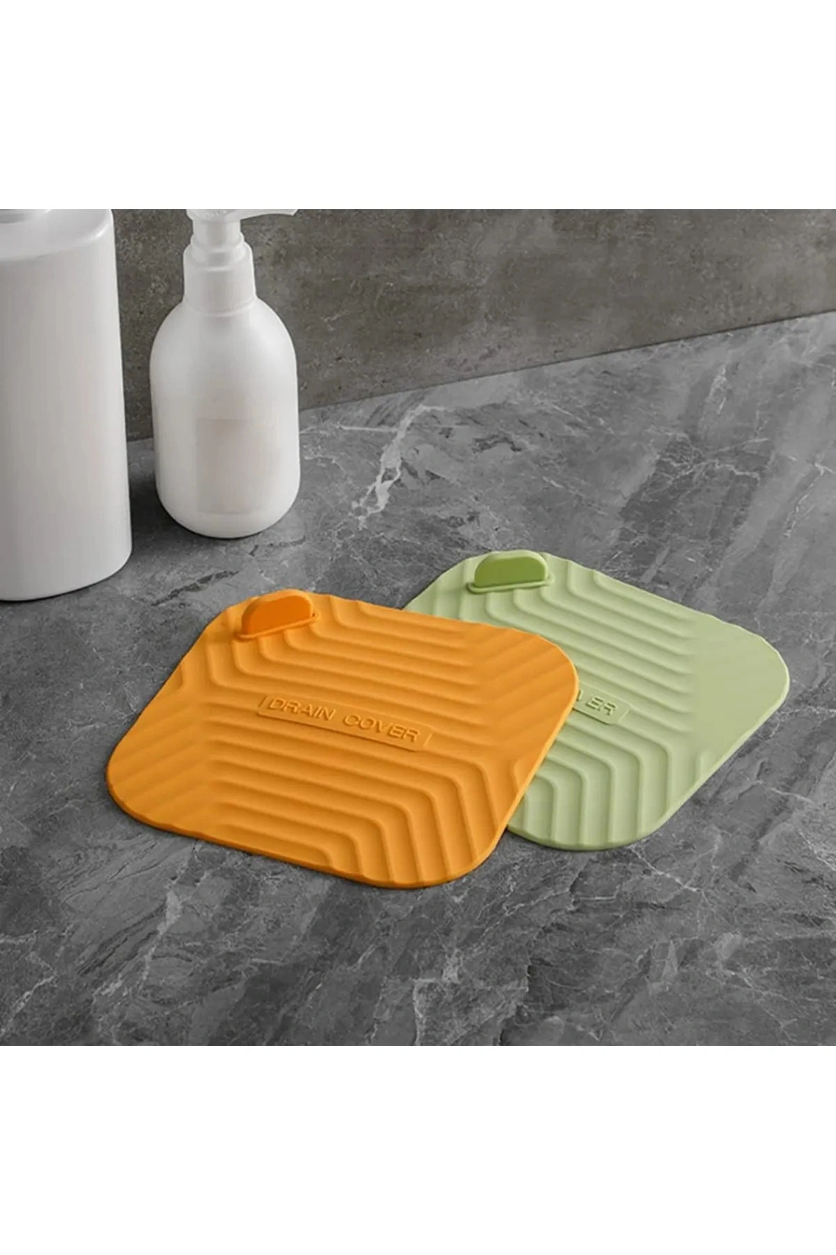 GRİ Renk Kare Kötü Koku Önleyici Silikon Mat Banyo Mutfak Lavabo Balkon Gider Tıpası Kapağı