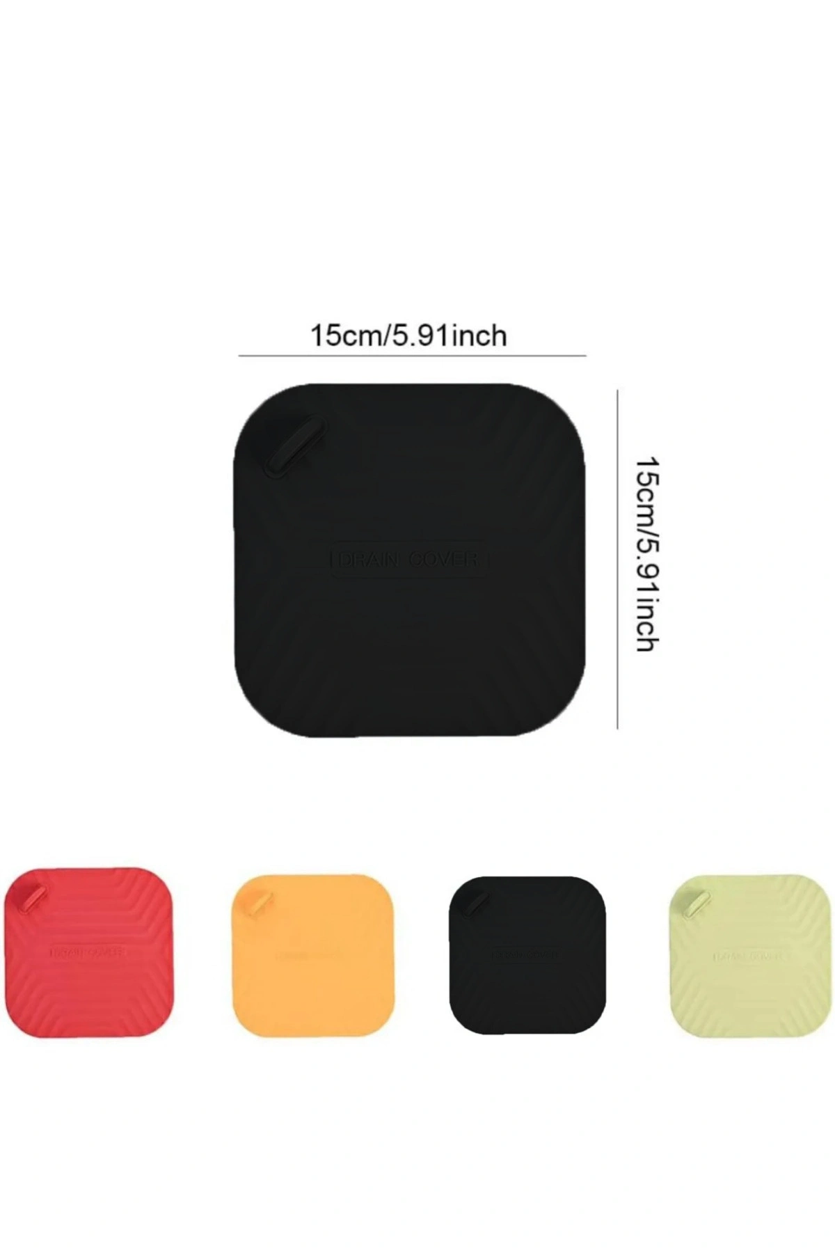 Siyah Renk Kare Kötü Koku Önleyici Silikon Mat Banyo Mutfak Lavabo Balkon Gider Tıpası Kapağı