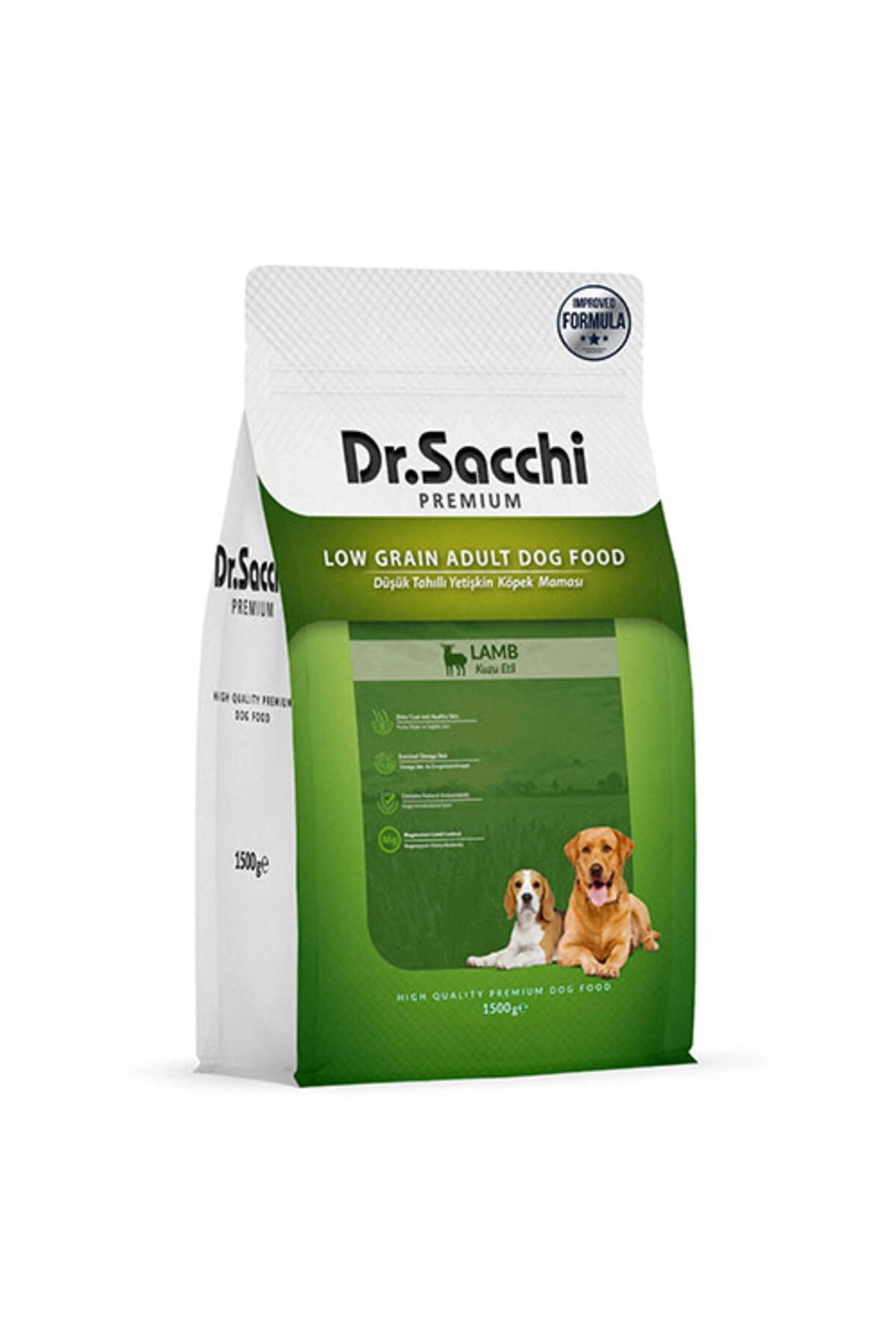Dr.Sacchi Premium Kuzu Etli Düşük Tahıllı Yetişkin Köpek Maması 1,5 Kg