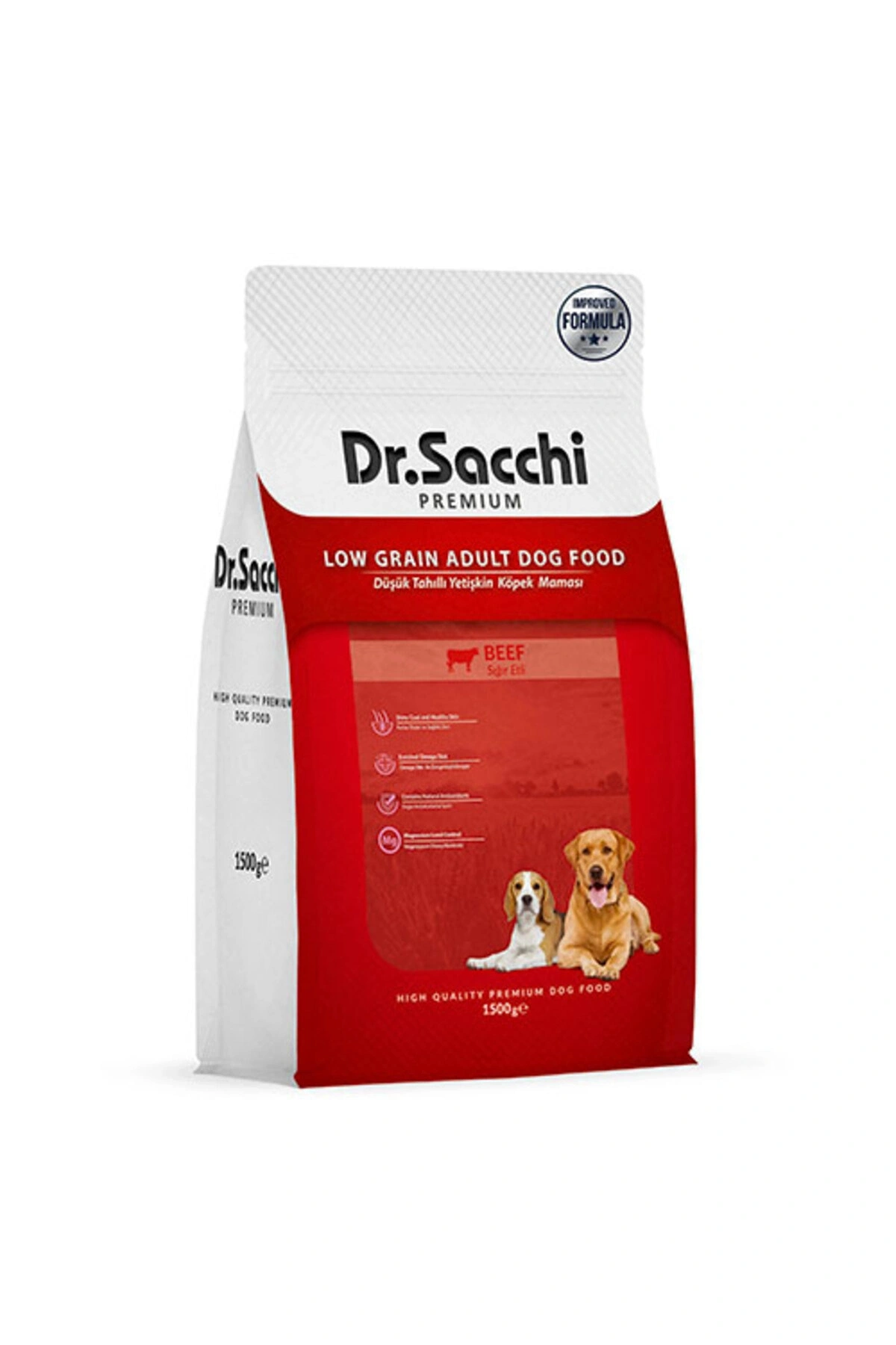 Dr.Sacchi Premium Sığır Etli Düşük Tahıllı Yetişkin Köpek Maması 1,5 Kg