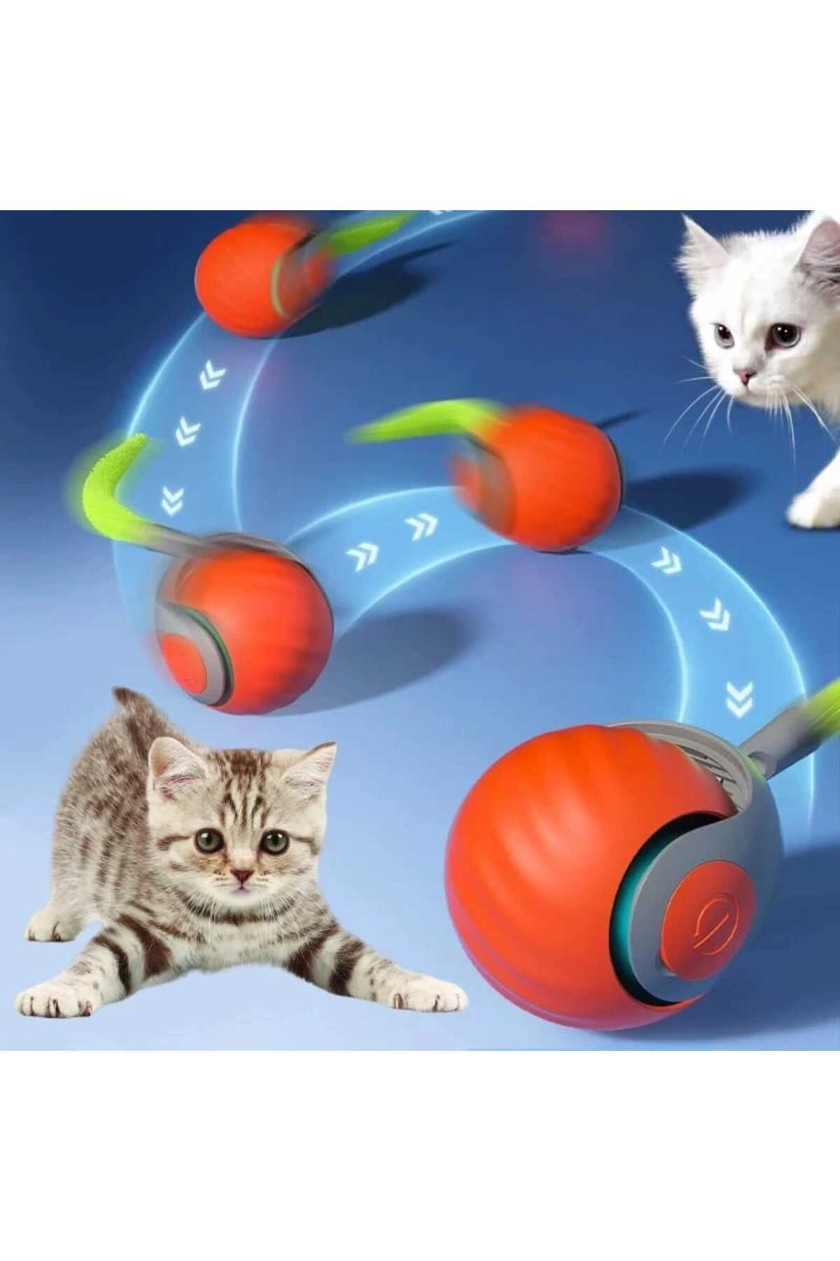 Hareketli Otomatik Yuvarlanan Tüylü Top Kedi Oyuncağı Şarj Edilebilir İnteraktif Oyuncak 1 ADET