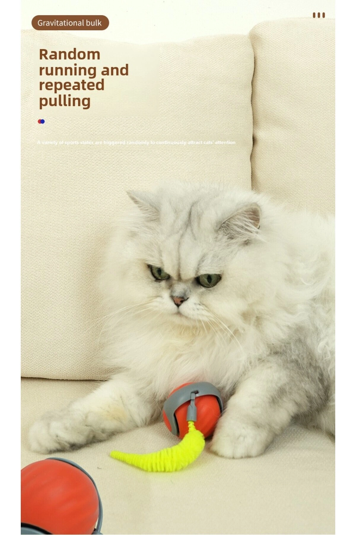 Hareketli Otomatik Yuvarlanan Tüylü Top Kedi Oyuncağı Şarj Edilebilir İnteraktif Oyuncak 1 ADET