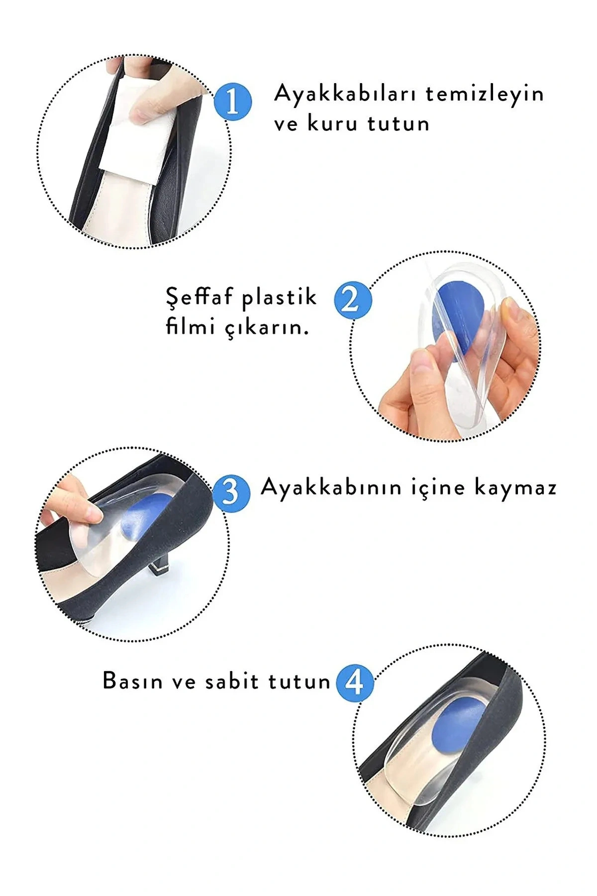 Ortapedik Jel Topukluk Gizli Topuk Ayakkabı Yastığı Boy Uzatıcı Topuk Dikeni Kadın Erkek 1 Çift