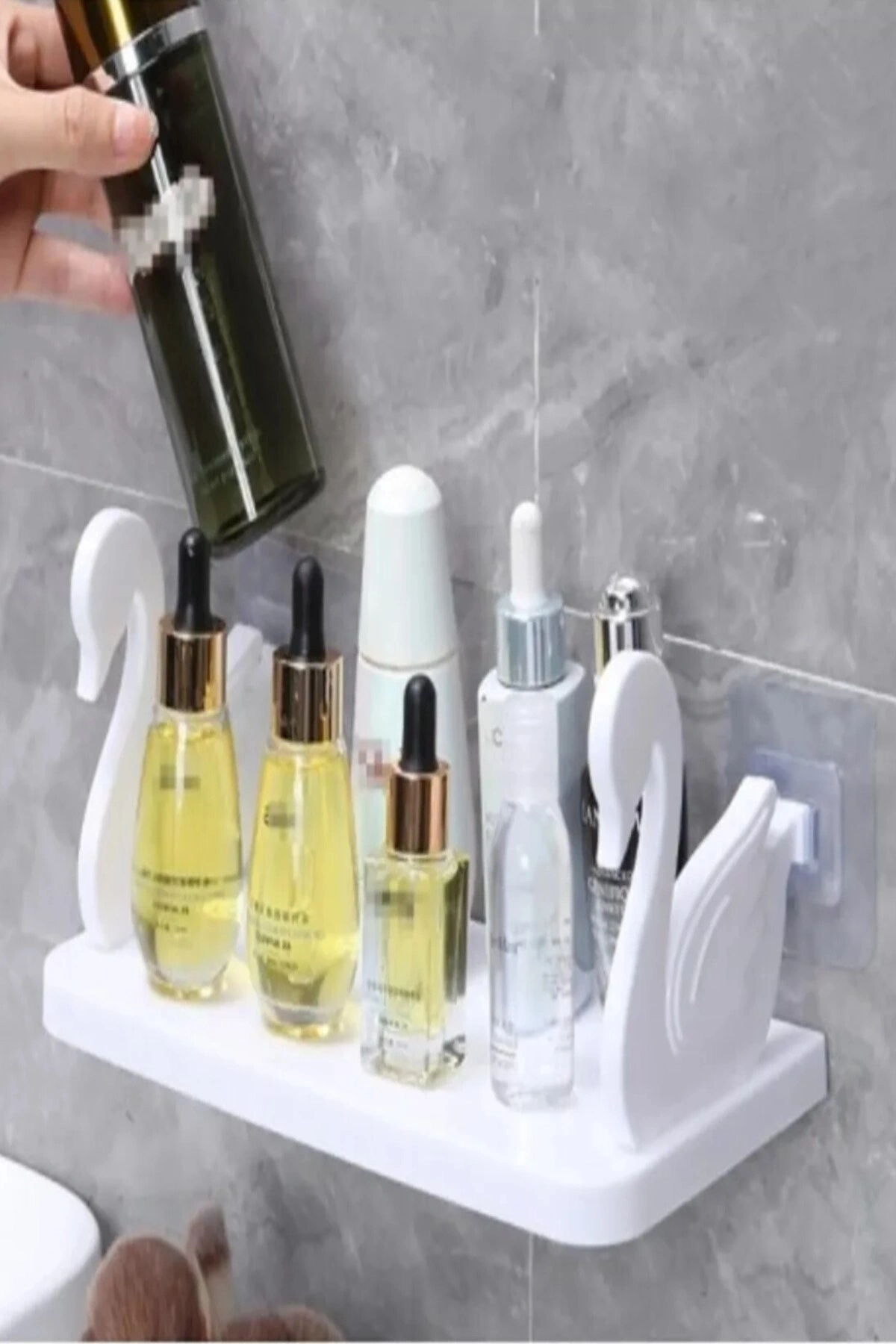 Kuğu Tasarımlı Kendinden Yapışkanlı Pratik Raf  1 Adet