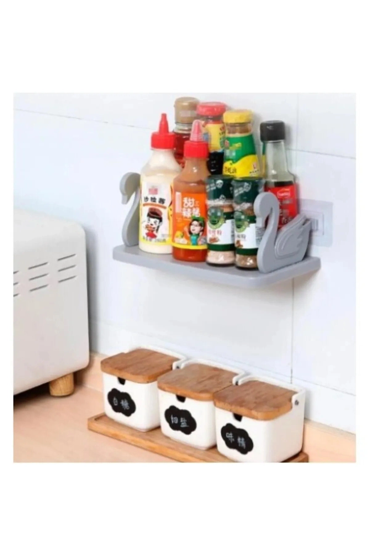 Kuğu Tasarımlı Kendinden Yapışkanlı Pratik Raf  1 Adet