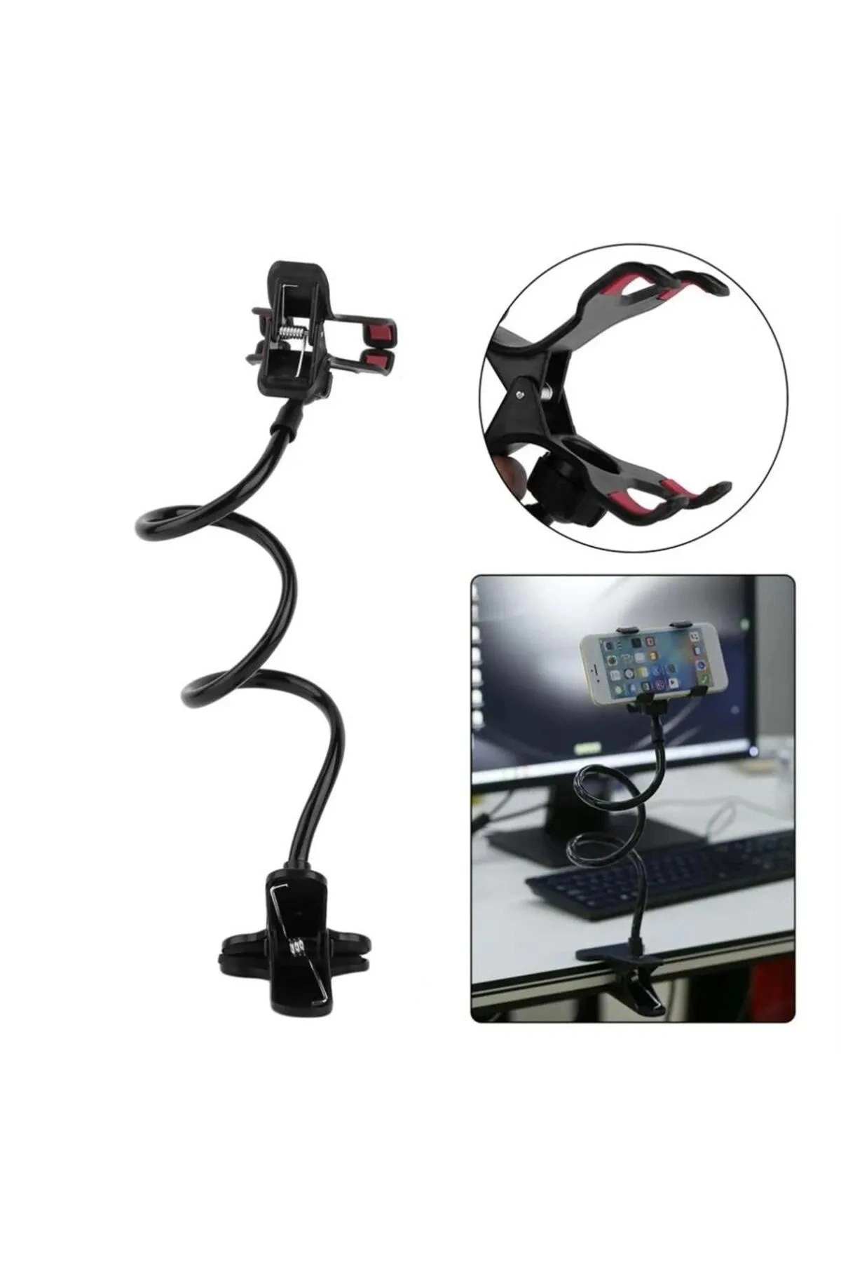 Akrobat Telefon Tutucu Siyah Oynar Başlıklı Portatif Çok Amaçlı Telefon Tutacağı