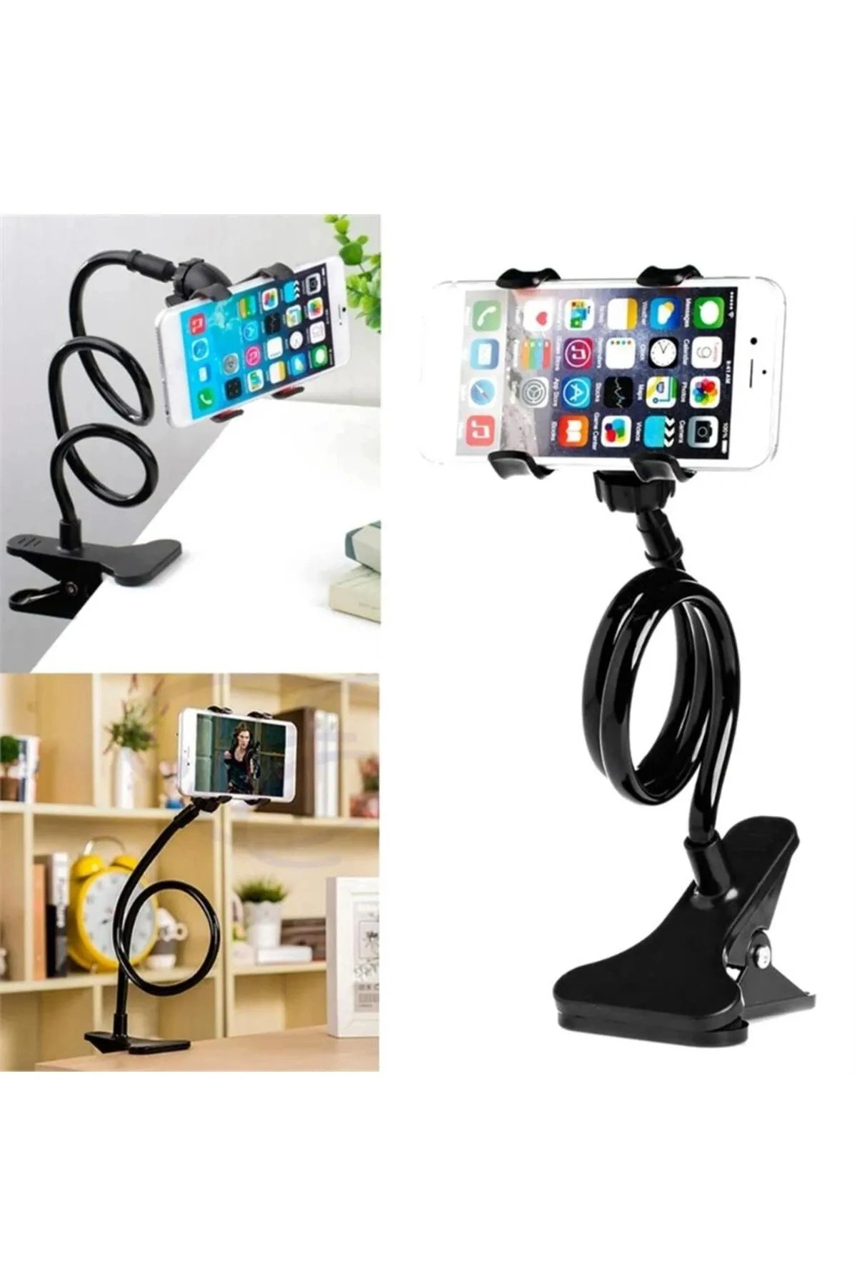 Akrobat Telefon Tutucu Siyah Oynar Başlıklı Portatif Çok Amaçlı Telefon Tutacağı