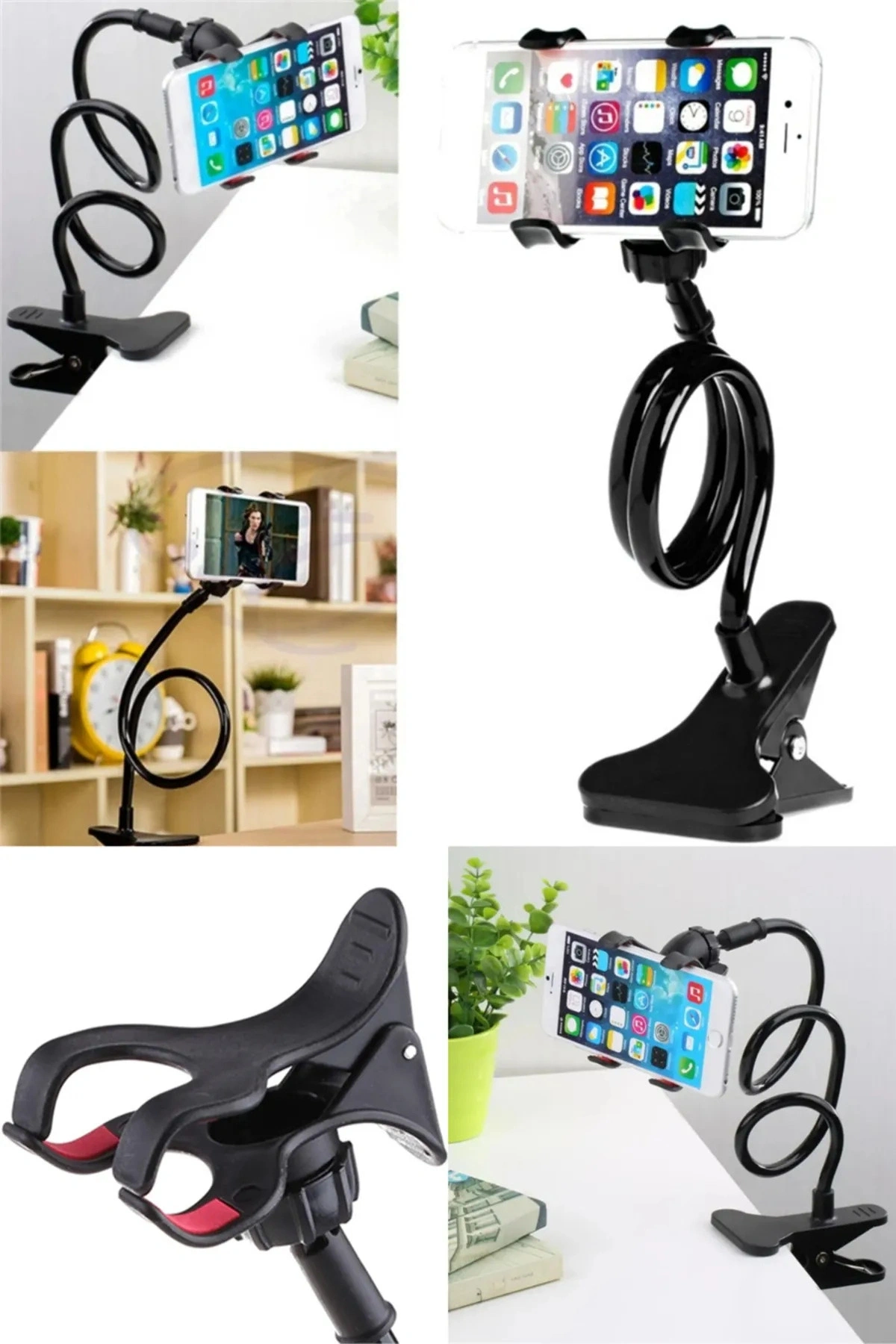 Akrobat Telefon Tutucu Siyah Oynar Başlıklı Portatif Çok Amaçlı Telefon Tutacağı