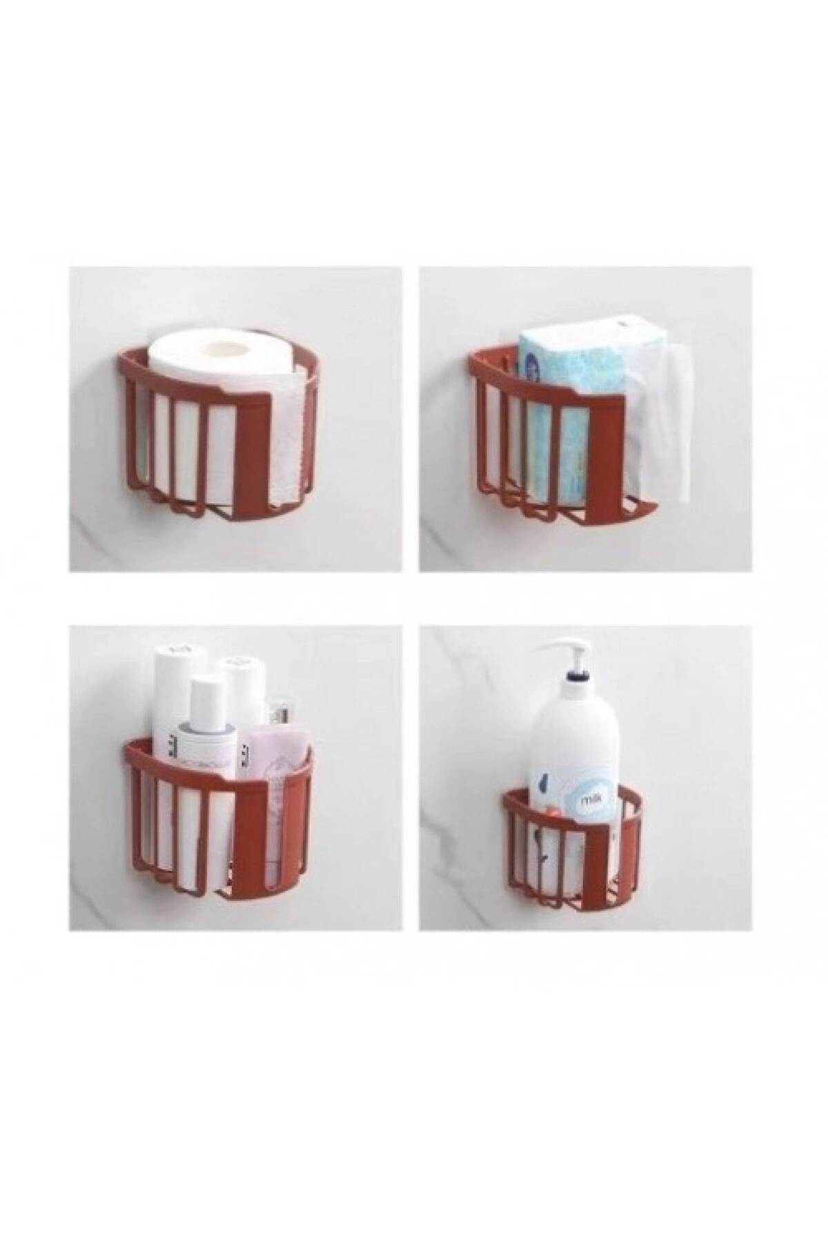 WC Kağıdı İçin Pratik Kolay Monte Edilebilen Yapışkanlı Çok Fonksiyonlu Beyaz Banyo Organizeri