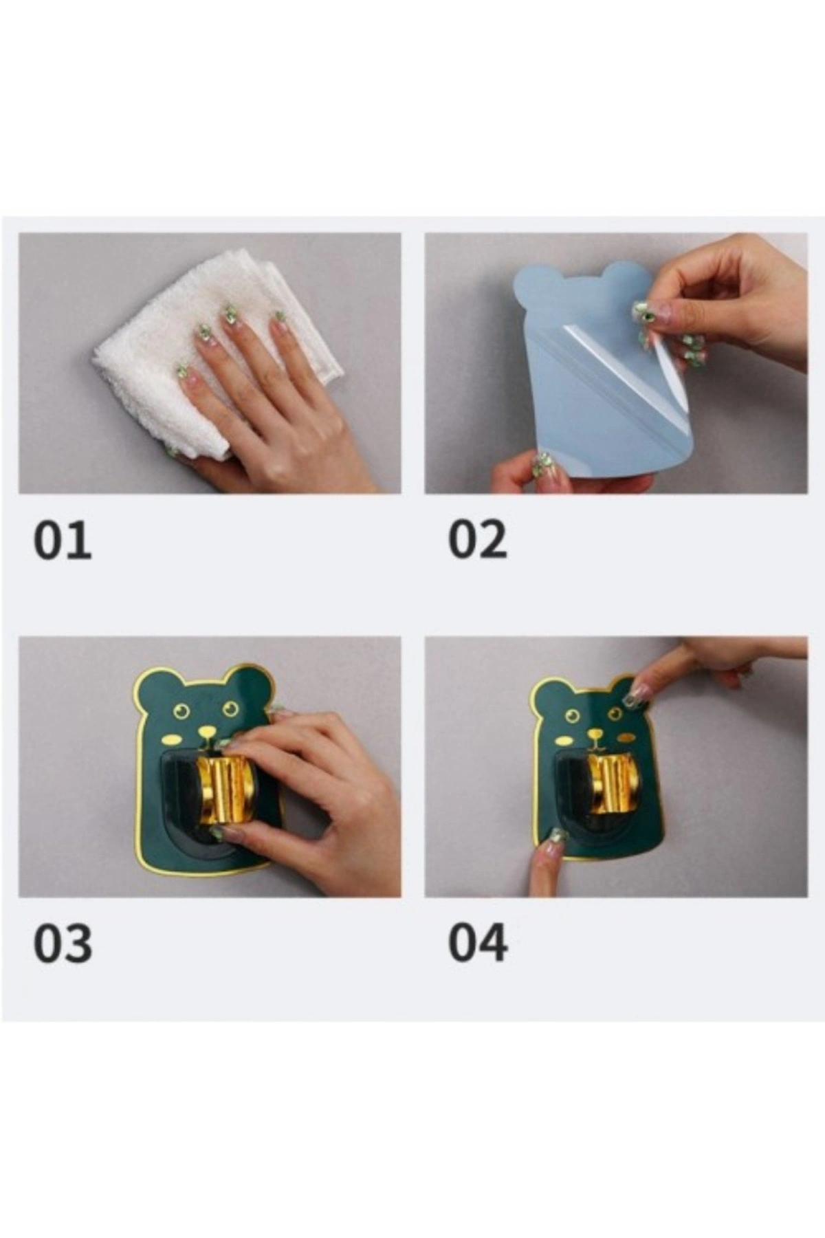 Yapışkanlı Hayvan Figürlü Hareketli Duş Başlığı Tutucu 1 Adet