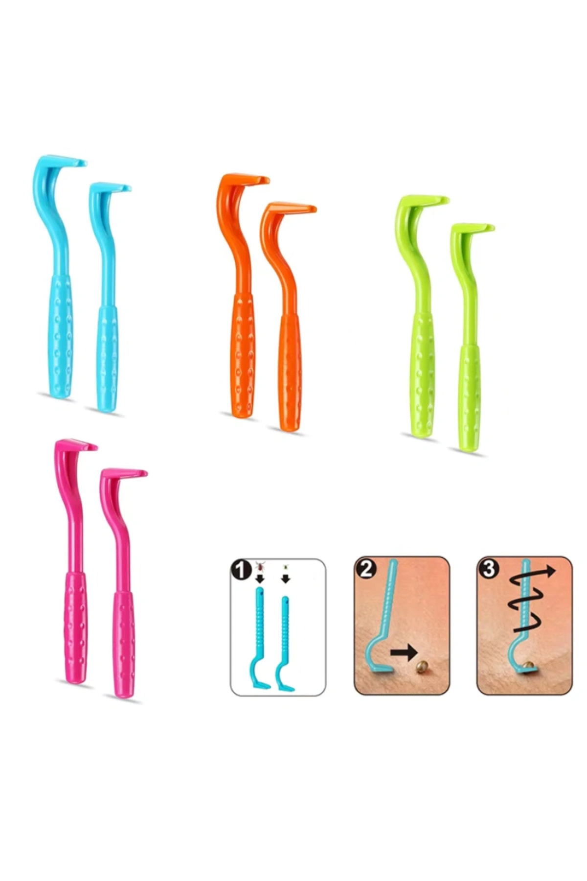 Evcil Hayvanlar İçin Etkili ve Kolay Kullanım Sunan 2 Adet Kene Çıkarıcı Kanca