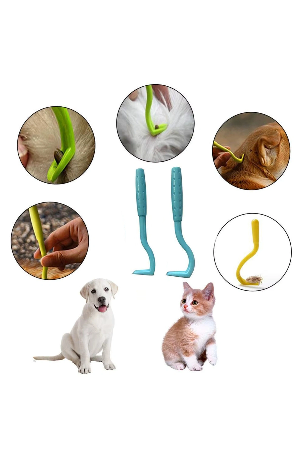Evcil Hayvanlar İçin Etkili ve Kolay Kullanım Sunan 2 Adet Kene Çıkarıcı Kanca