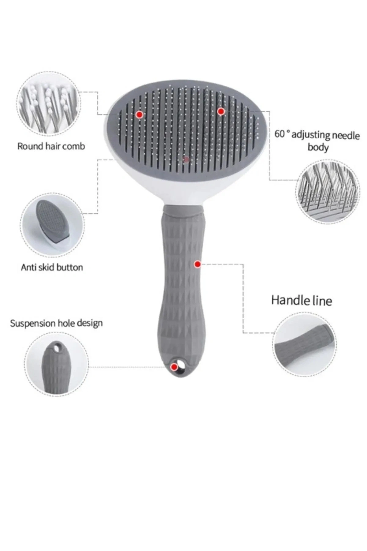 LÜKS Otomatik Temizlenen Tuşlu Evcil Hayvan Fırçası Kedi Köpek Tüy Toplayıcı Tarak PEMBE