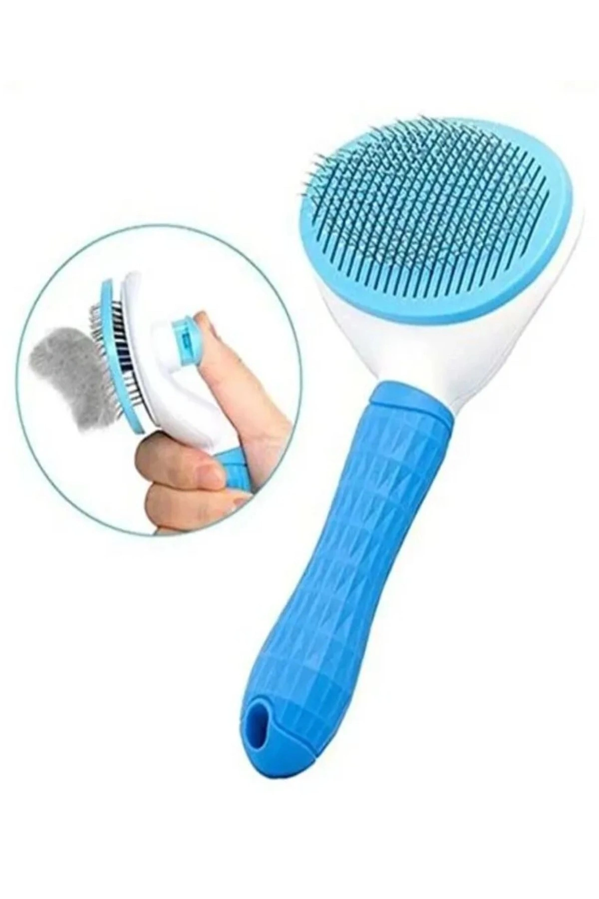 LÜKS Otomatik Temizlenen Tuşlu Evcil Hayvan Fırçası Kedi Köpek Tüy Toplayıcı Tarak MAVİ