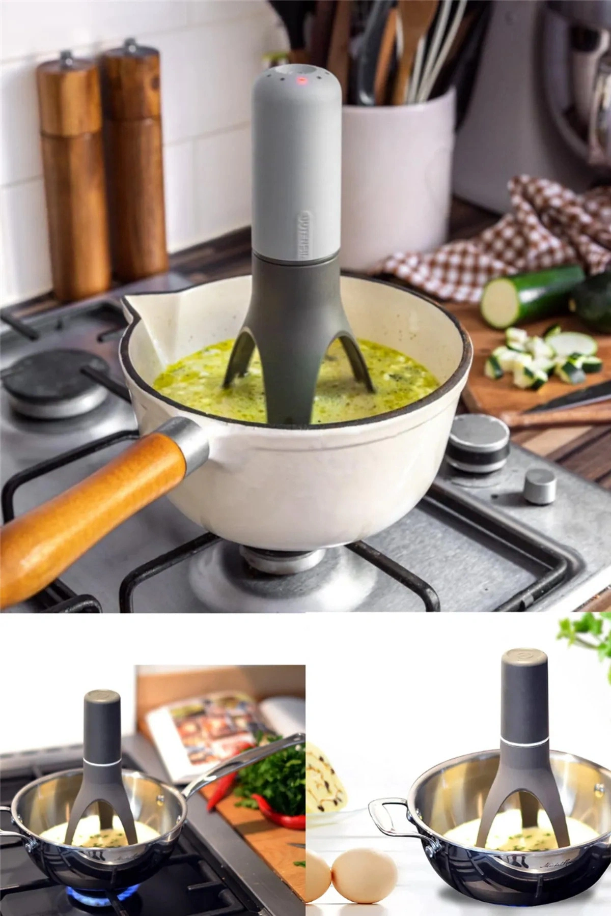 Çorba Karıştırıcı Portatif Pilli Otomatik Tencere Pratik Çorba Yoğurt Yemek Sos Çırpıcı