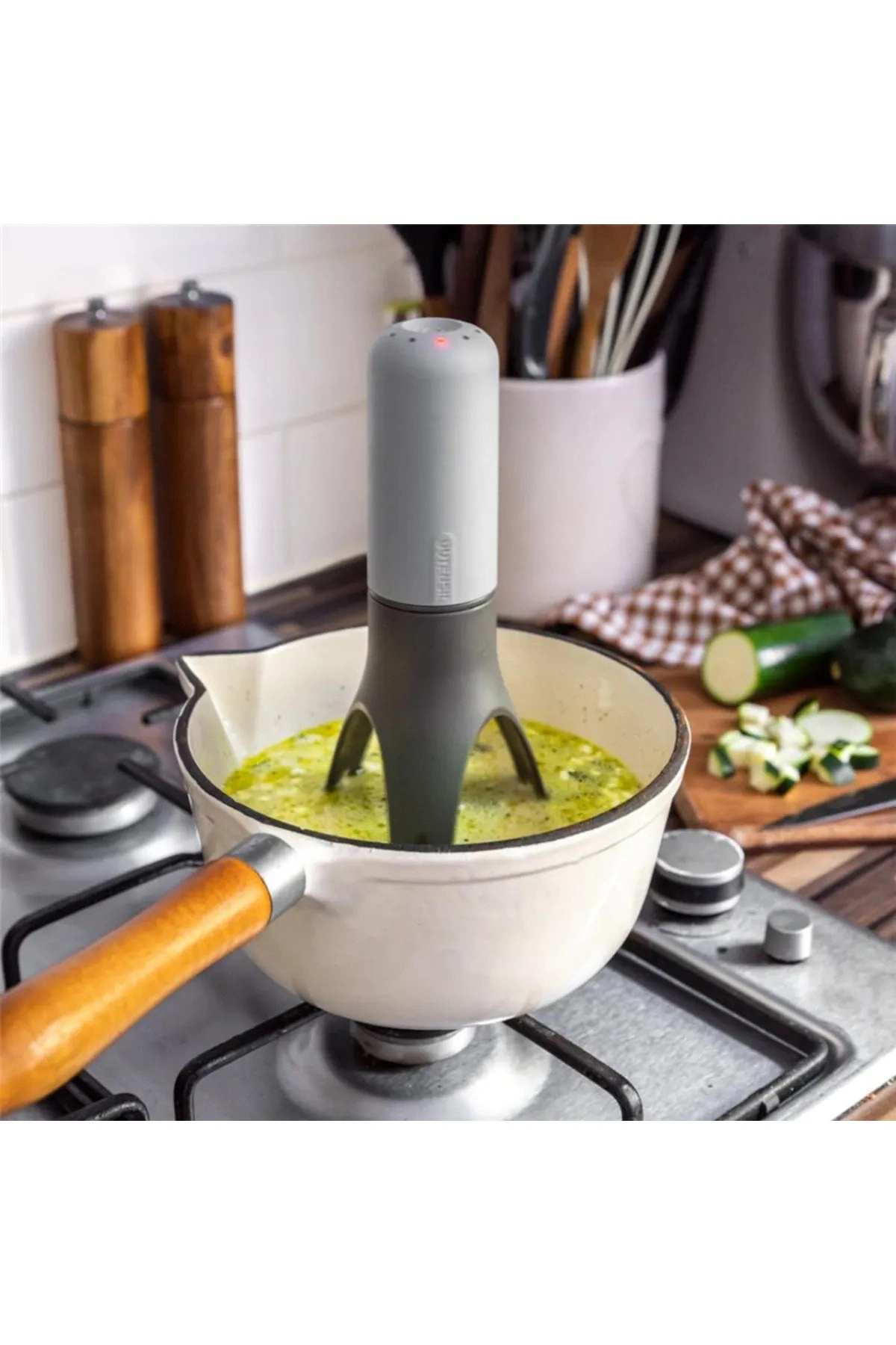 Çorba Karıştırıcı Portatif Pilli Otomatik Tencere Pratik Çorba Yoğurt Yemek Sos Çırpıcı