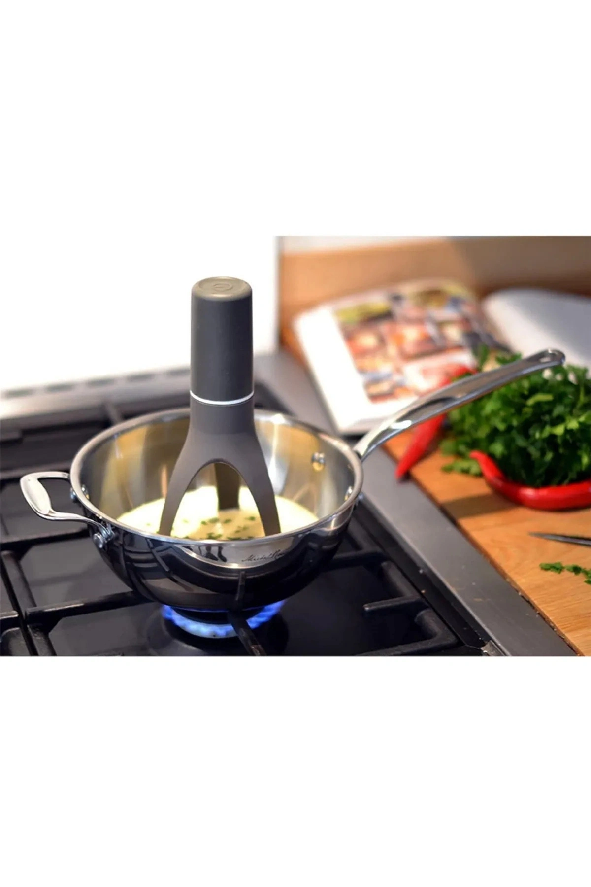 Çorba Karıştırıcı Portatif Pilli Otomatik Tencere Pratik Çorba Yoğurt Yemek Sos Çırpıcı