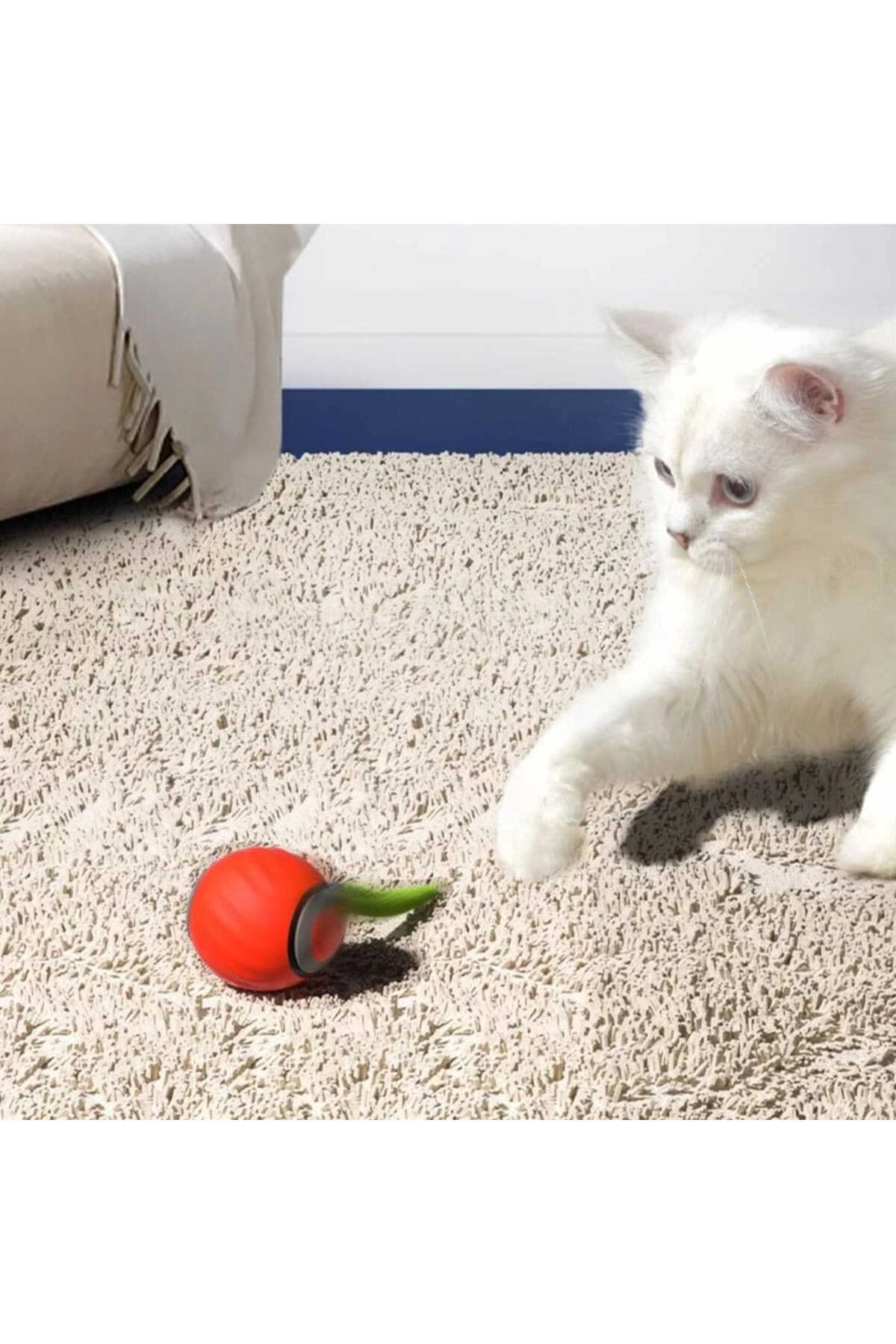 Hareketli Otomatik Yuvarlanan Tüylü Top Kedi Oyuncağı Şarj Edilebilir İnteraktif Oyuncak 1 ADET