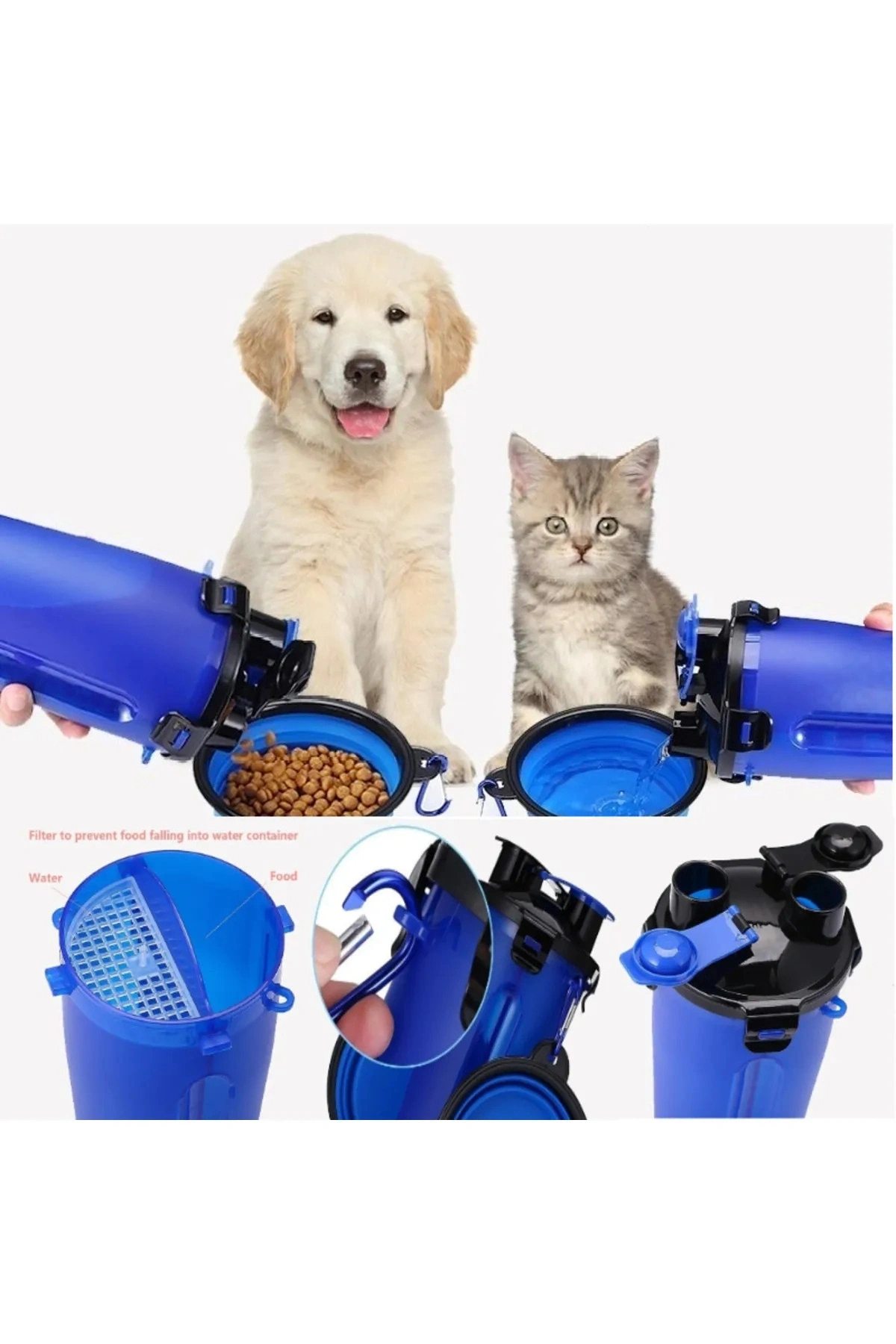 Katlanır Mama Kablı Su ve Mama Matarası 1 Adet