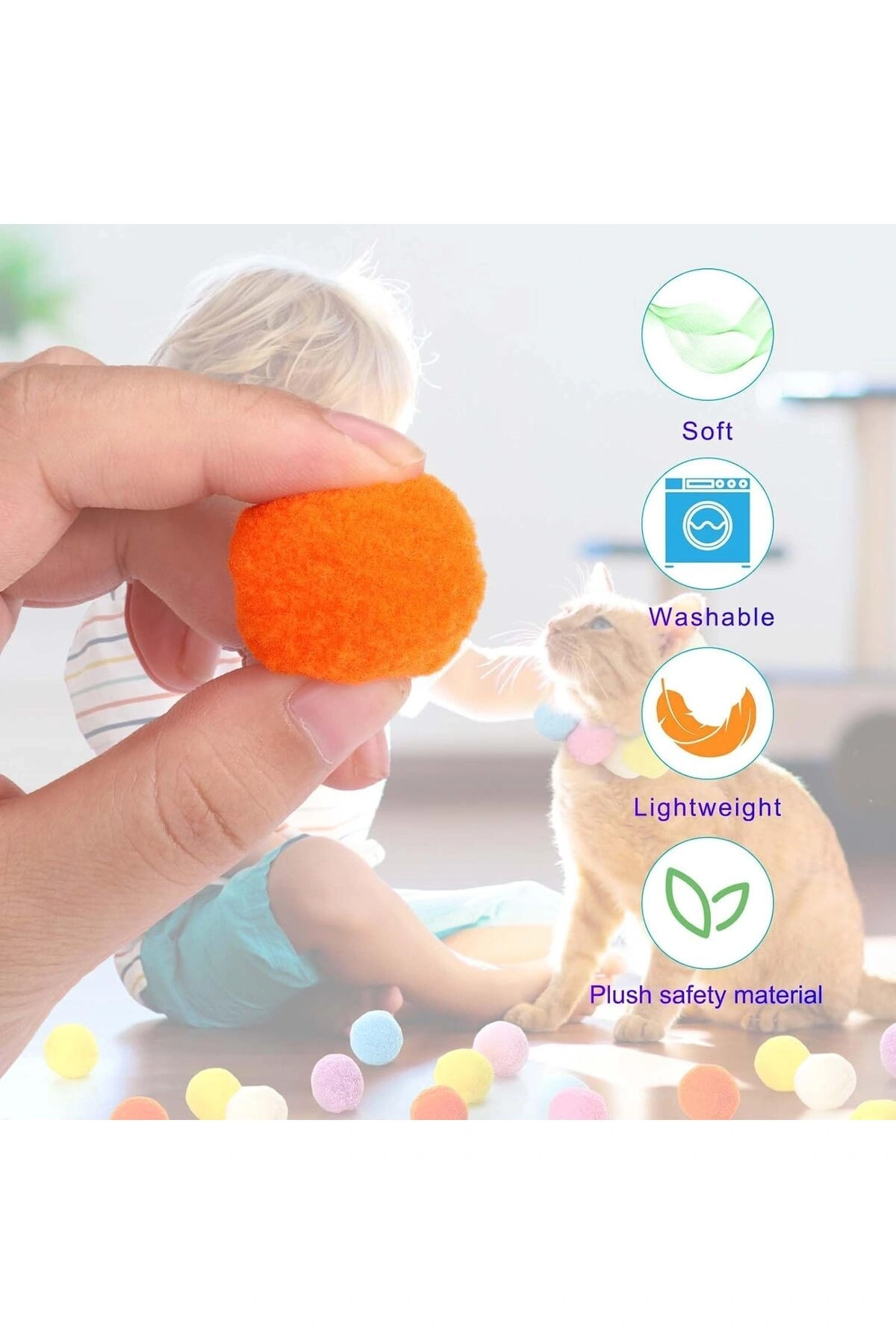 İnteraktif Kedi Oyun Tabancası – 3 Adet Peluş Top ile Eğlenceli Oyun