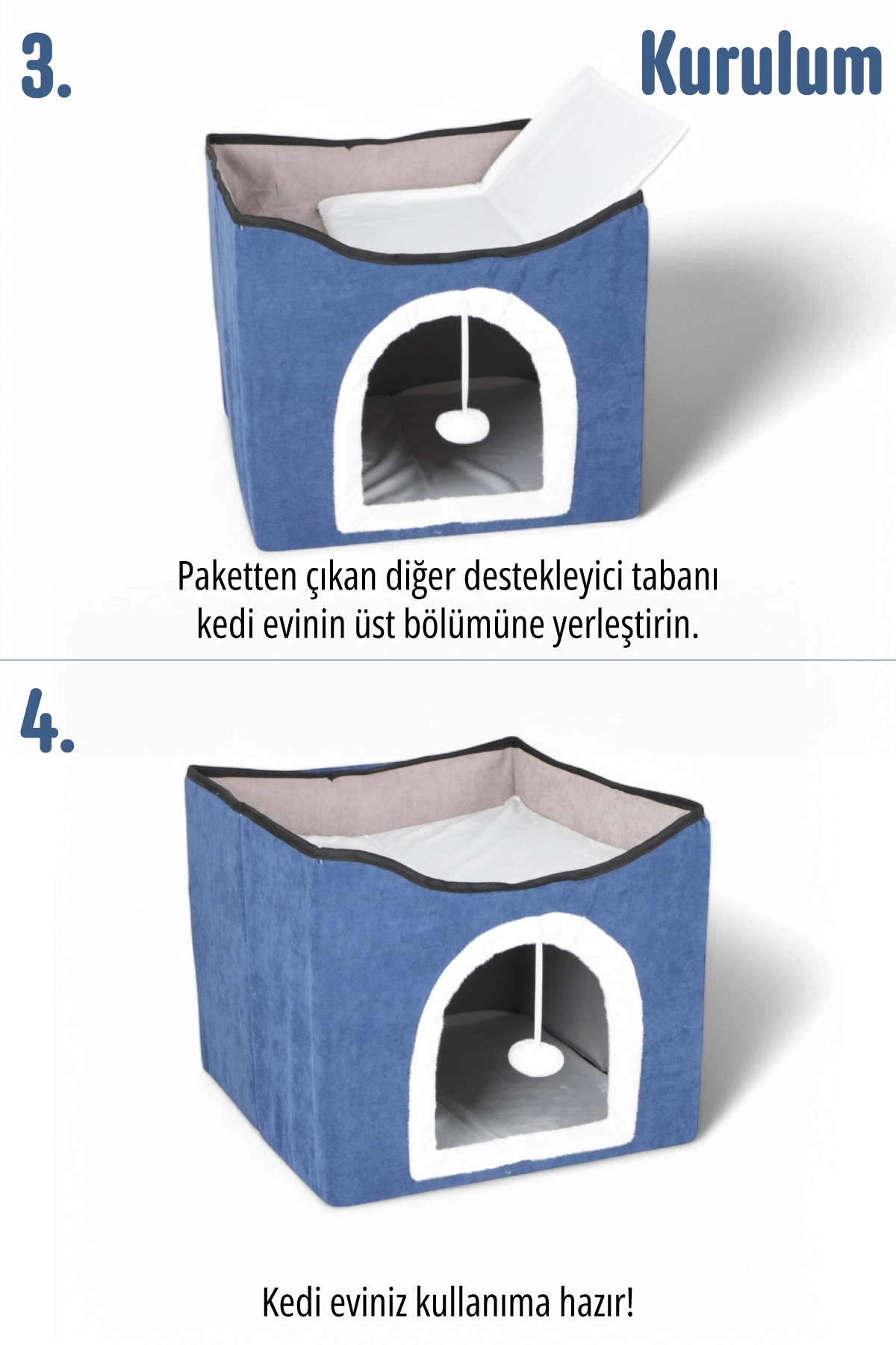 Sevimli Katlanır Taşınabilir Çok Fonksiyonlu Kapalı Kedi Evi Yatağı FÜME