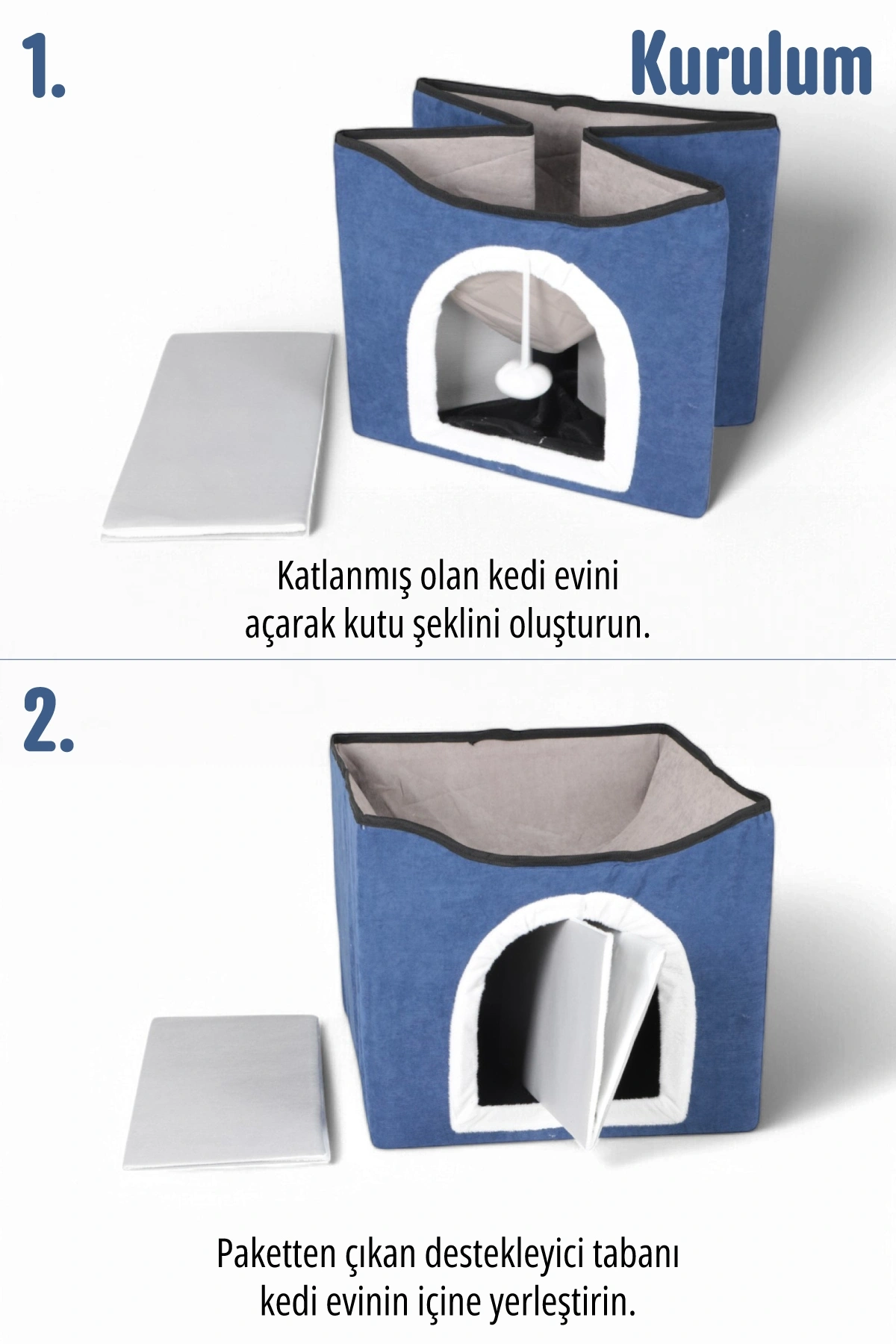 Sevimli Katlanır Taşınabilir Çok Fonksiyonlu Kapalı Kedi Evi Yatağı TURUNCU