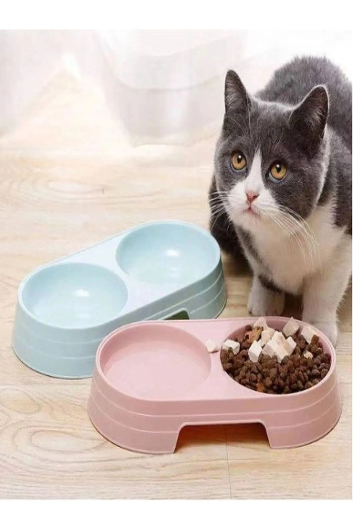 Çift Bölmeli Evcil Hayvan Mama Kabı