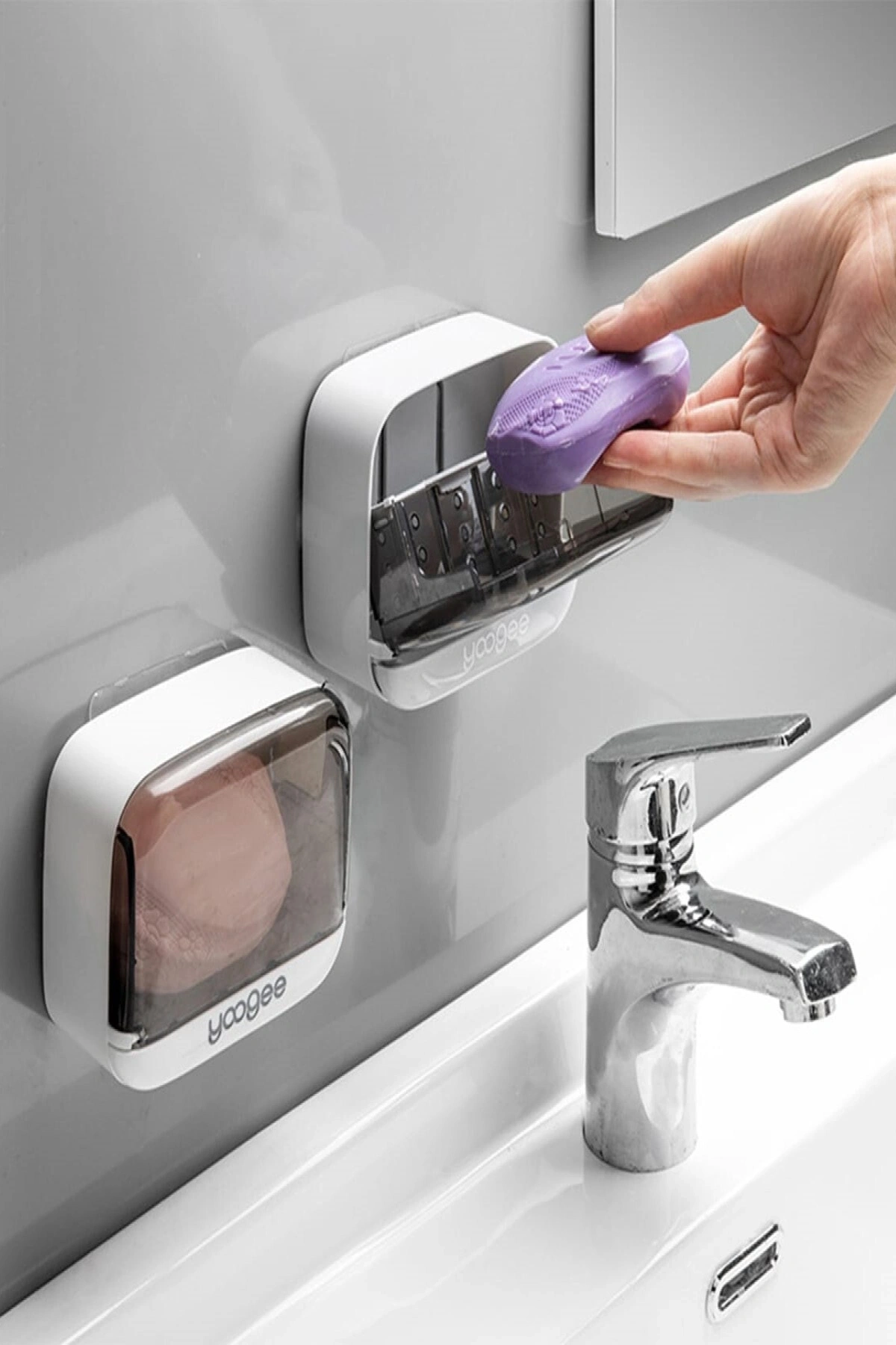 Yapışkanlı Açılır Kapaklı Sabunluk Sabun Kutusu Sabun Drenaj Kabı 1 ADET