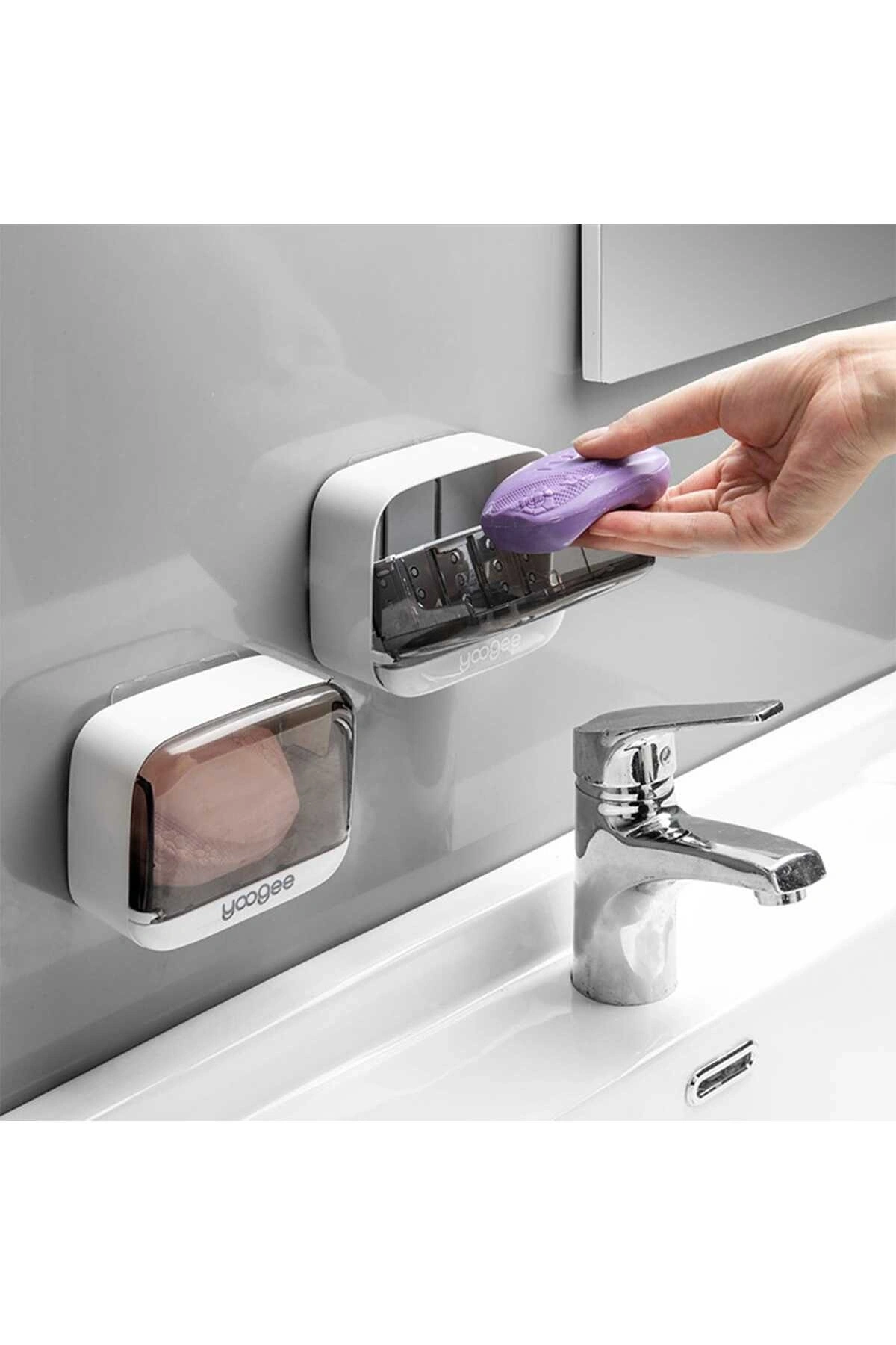 Yapışkanlı Açılır Kapaklı Sabunluk Sabun Kutusu Sabun Drenaj Kabı 1 ADET