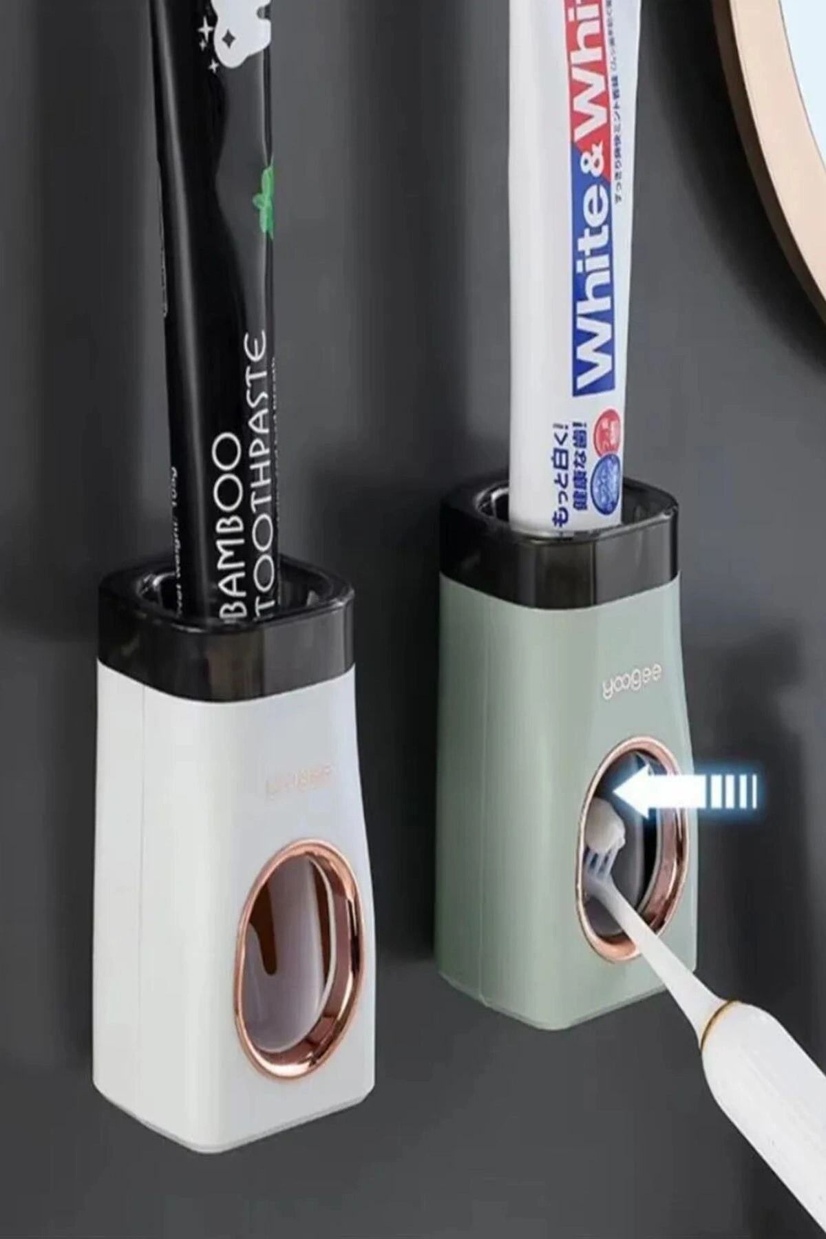 Lüxs Otomatik Diş Macun Sıkacağı Diş Fırçası Tutucu Yapışkanlı Banyo Organizer 1 ADET