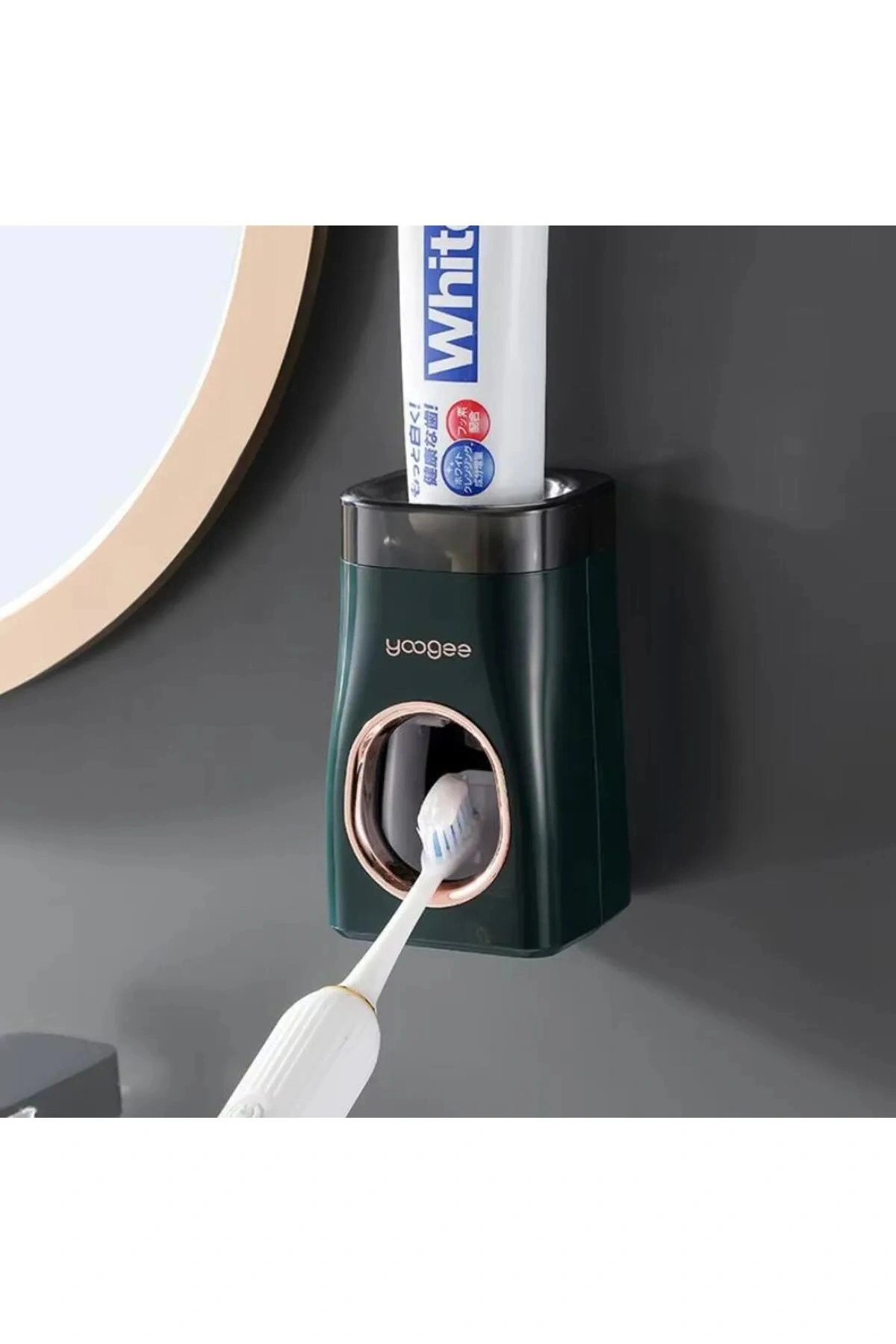 Lüxs Otomatik Diş Macun Sıkacağı Diş Fırçası Tutucu Yapışkanlı Banyo Organizer 1 ADET