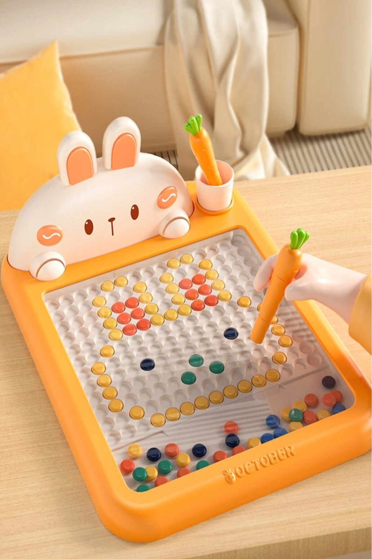 Manyetik Kodlama Oyuncağı Çizim Tahtasında Boncuk Turp Kalem Montessori Erken eğitim Tableti Tavşan