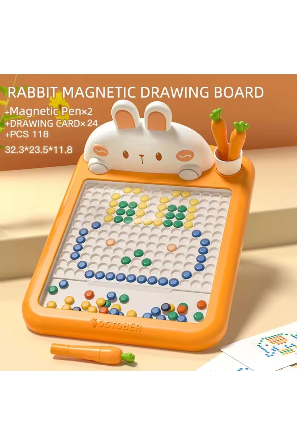 Manyetik Kodlama Oyuncağı Çizim Tahtasında Boncuk Turp Kalem Montessori Erken eğitim Tableti Tavşan