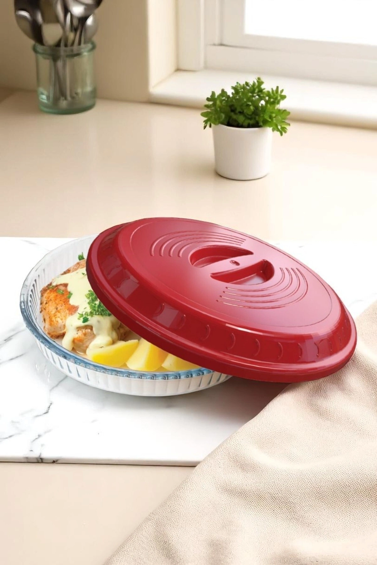 Plastik Buhar Kanallı Yuvarlak Borcam Kapağı