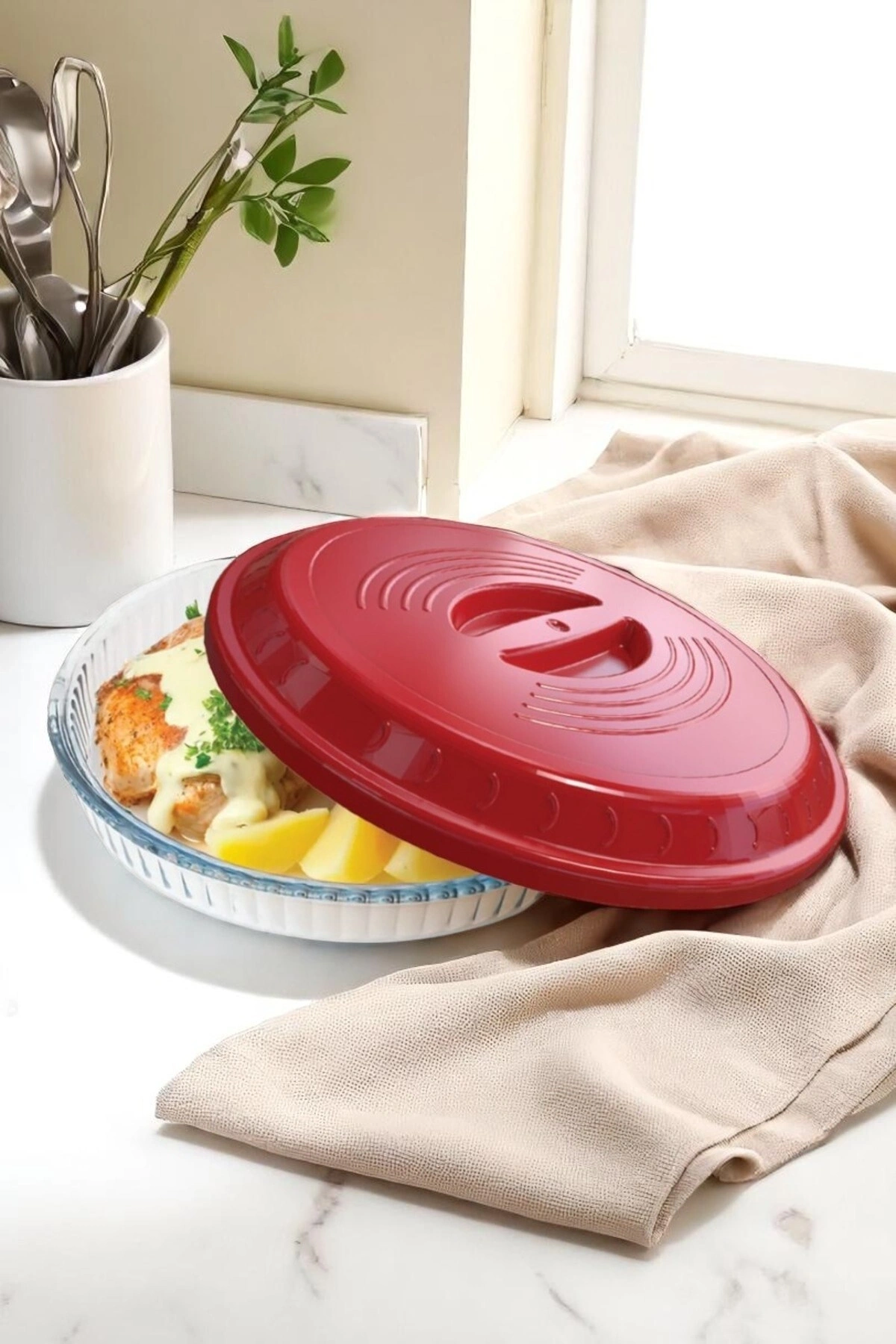 Plastik Buhar Kanallı Yuvarlak Borcam Kapağı