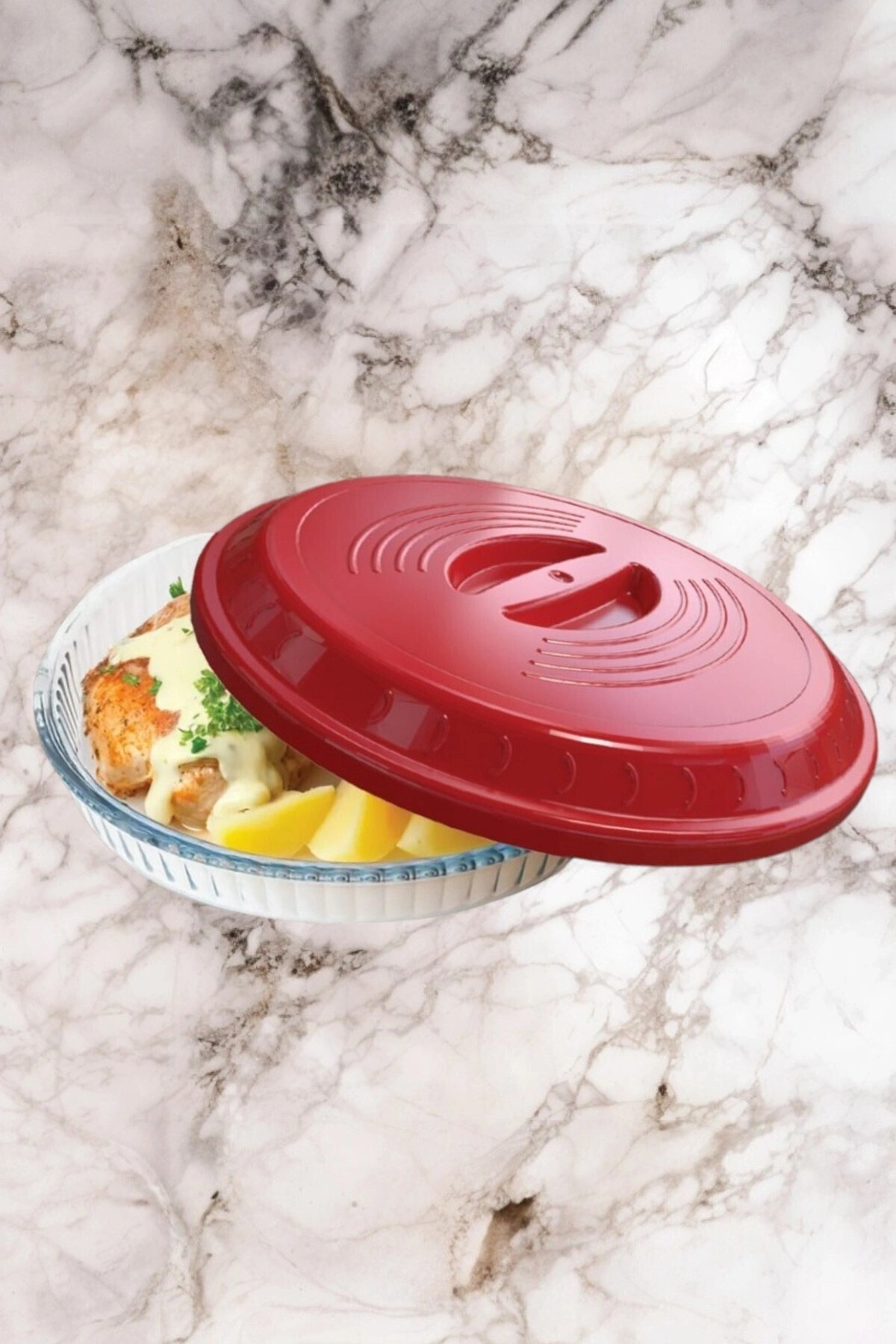 Plastik Buhar Kanallı Yuvarlak Borcam Kapağı