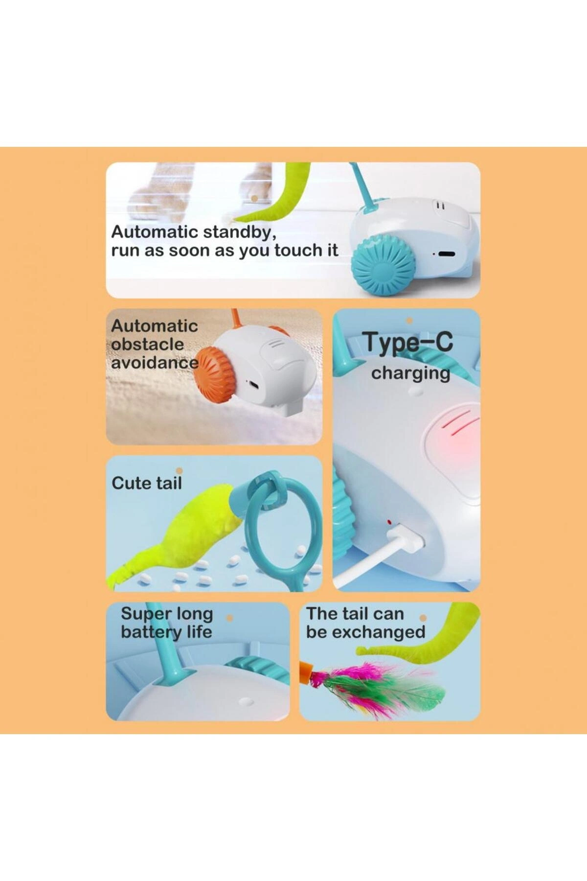 Hareketli Robot İnteraktif Kedi Oyuncağı Tüylü Araba