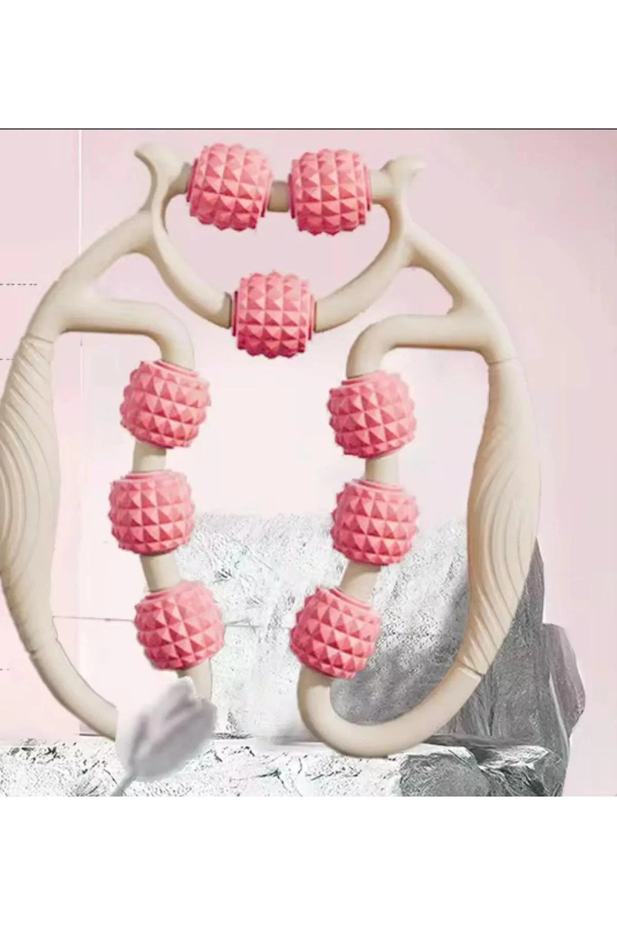 Kas Gevşetici Masaj Aleti 9 Tekerlekli Ayarlanabilir Lenf Drenaj Rulosu Bacak Kol Selülit