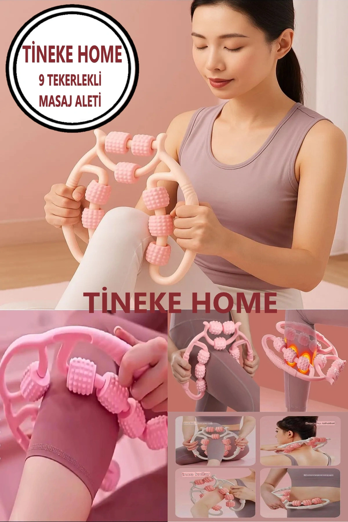 9 Tekerli Kas Gevşetici Sıkılaştırıcı Masaj Aleti Ayarlanabilir Lenf Drenaj Rulosu Bacak Kol Selülit