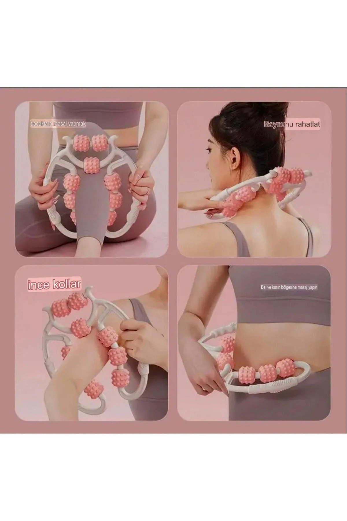 Kas Gevşetici Masaj Aleti 9 Tekerlekli Ayarlanabilir Lenf Drenaj Rulosu Bacak Kol Selülit