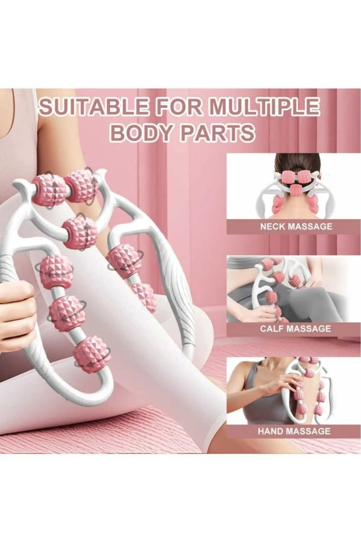 Kas Gevşetici Masaj Aleti 9 Tekerlekli Ayarlanabilir Lenf Drenaj Rulosu Bacak Kol Selülit