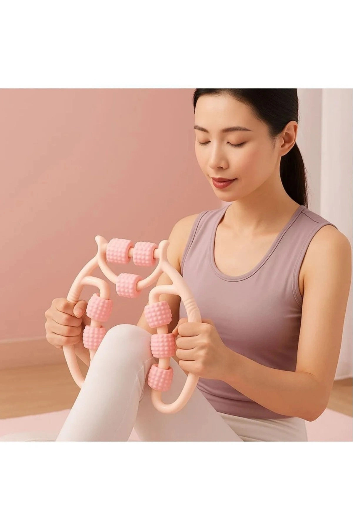 Kas Gevşetici Masaj Aleti 9 Tekerlekli Ayarlanabilir Lenf Drenaj Rulosu Bacak Kol Selülit